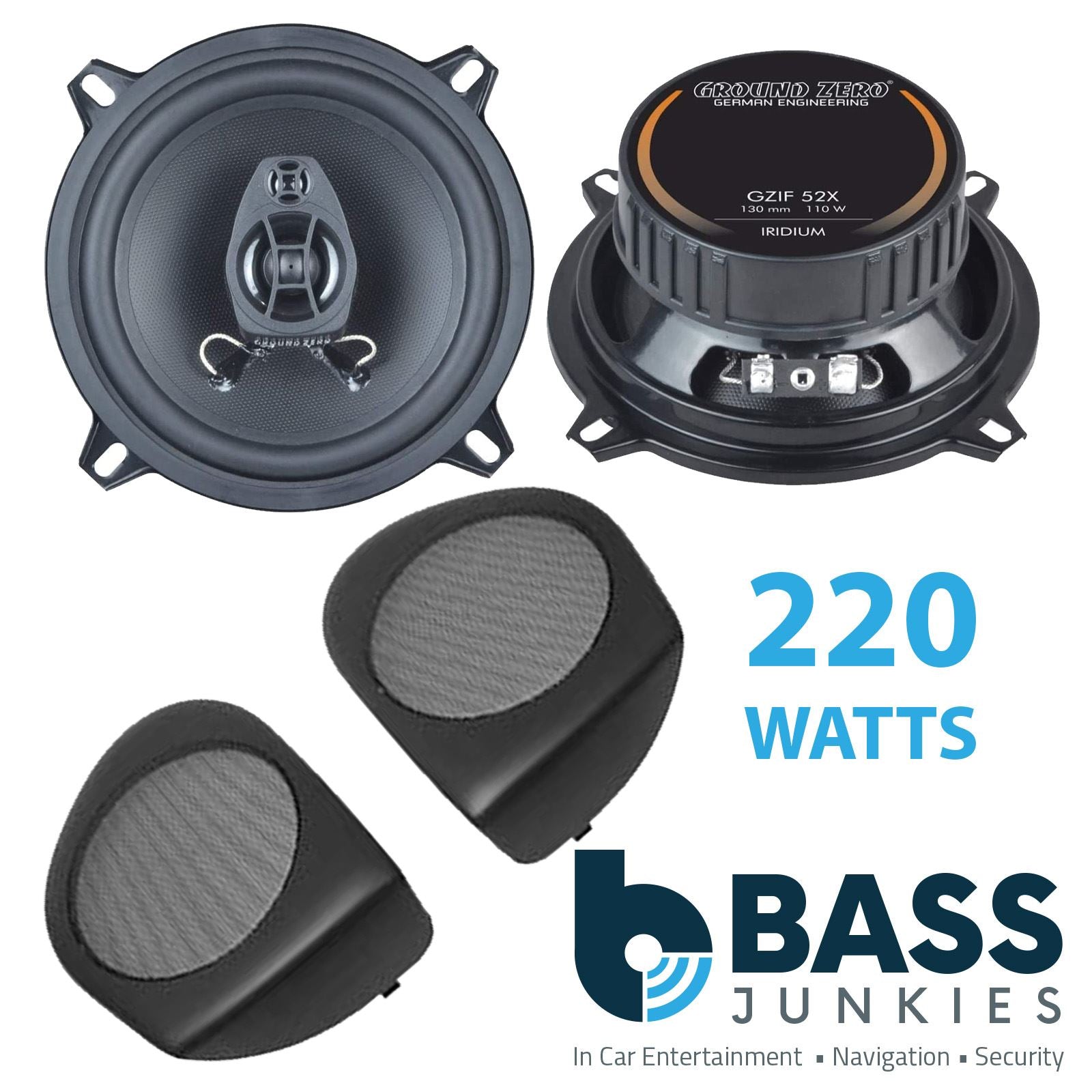 Ground Zero 2-Way 130mm/13cm/5.25" Car Coaxial Speakers (Pair Max 220 Watts) Fits Volvo S40 1996-00 | V40 94-04