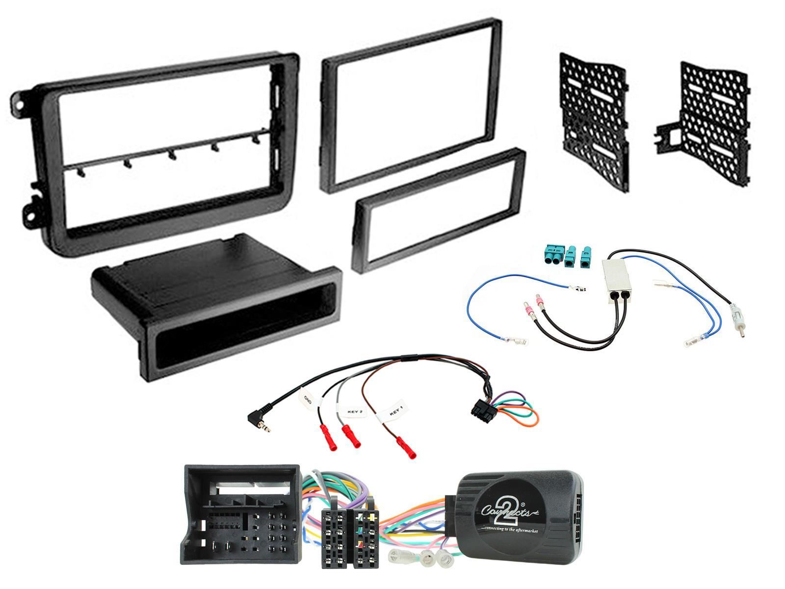 Double Din Stereo Fitting Kit + Steering Controls fit VW Tiguan 15-15|Amarok 16-21|Crafter 17-21|Caddy 15-20|Beetle 15-|Jetta 11-18|Transporter T6 15-|Scirocco 15-17|Grand California 17-|Sharan 15-21