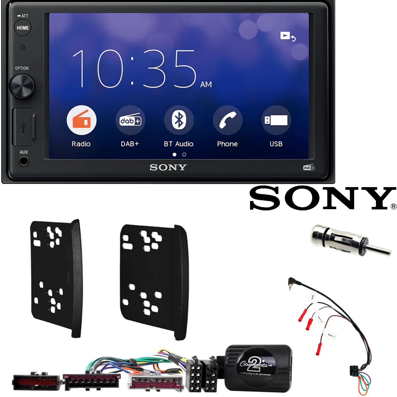 SONY 6.2" Screen Blutooth Double Din Stereo Fitting Kit + Steering Wheel Stalk Controls to fit Ford Focus 1998-04