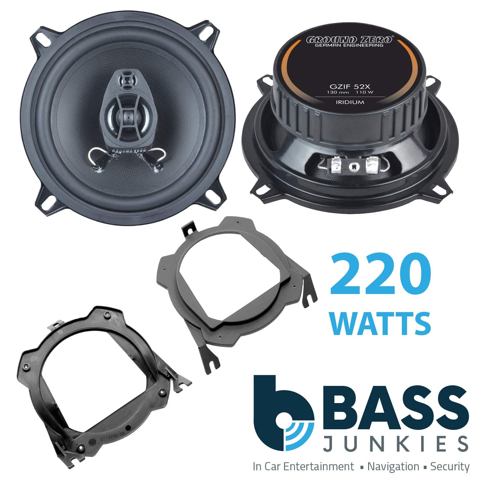 Ground Zero 2-Way 130mm/13cm/5.25" Car Coaxial Speakers (Pair Max 220 Watts) Fits Vauxhall Corsa 1993-06 | Tigra 94-00