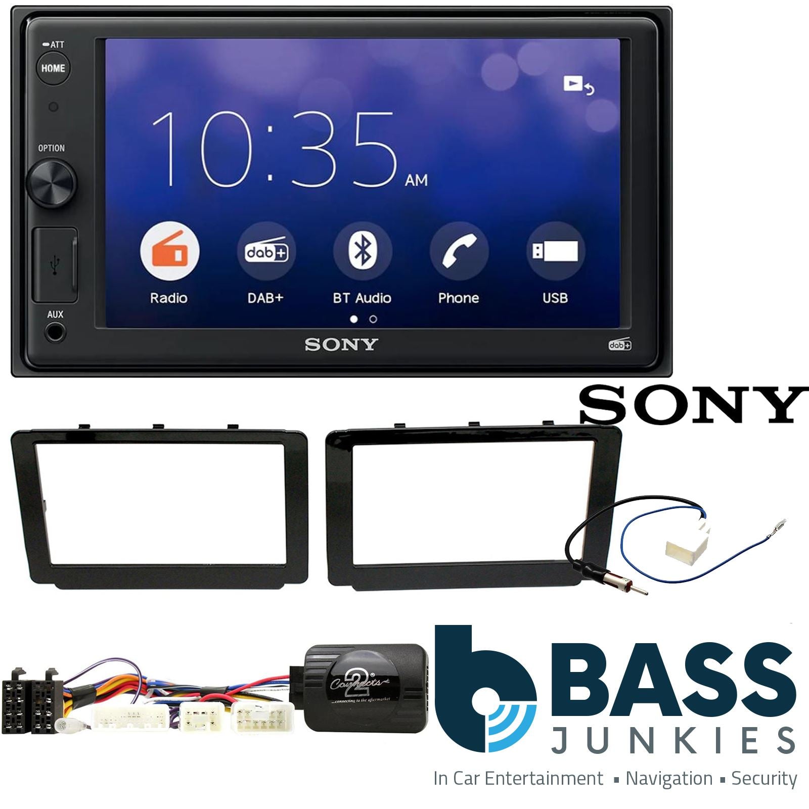 SONY XAV-1550D DAB+ Smart Bluetooth Car Radio + Stereo fitting kit + Steering Wheel Controls Loom for Toyota Proace-Verso 2016-2021