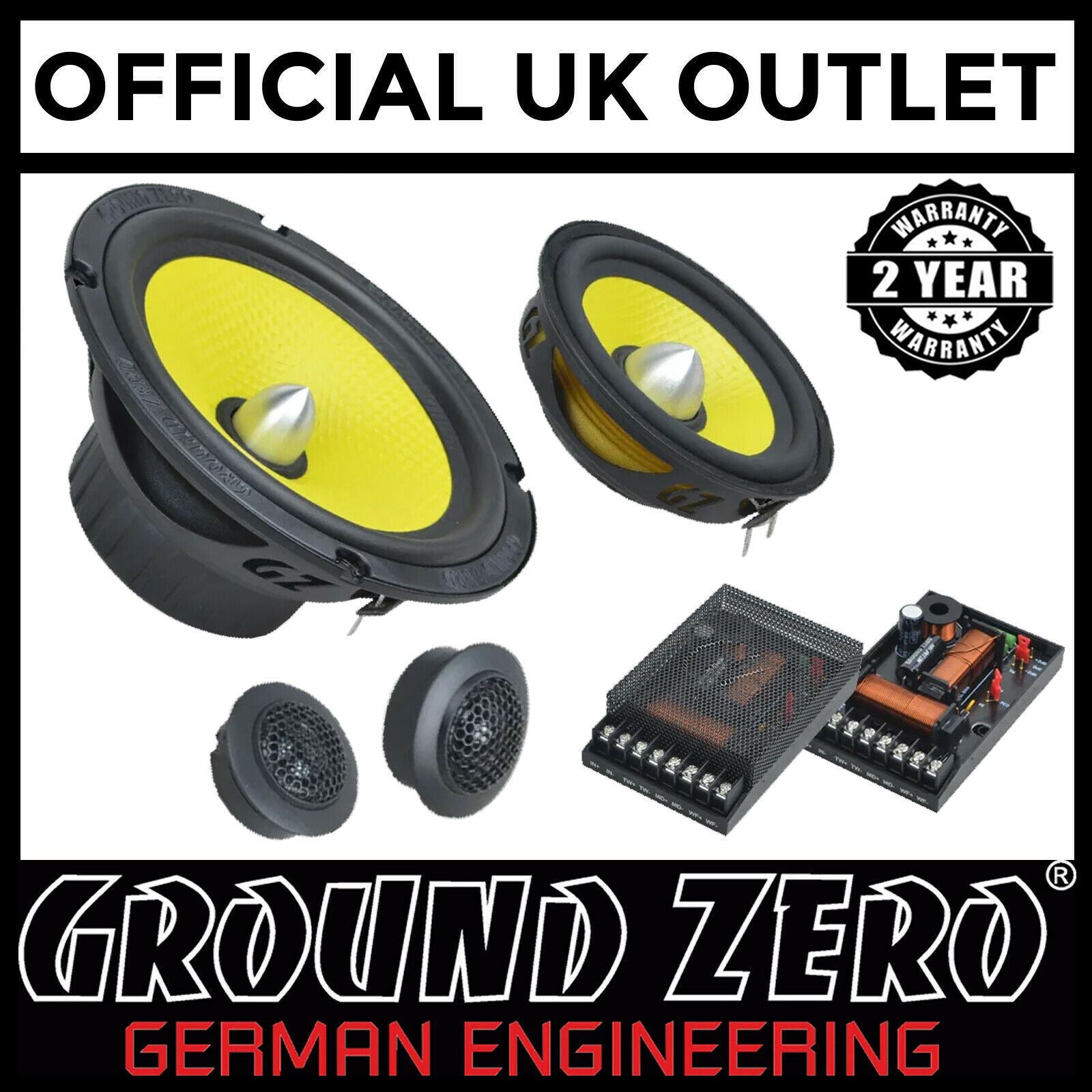 Ground Zero Titanium GZTC 165.3 - 6.5" 180W Max 3-Way Component Speaker System