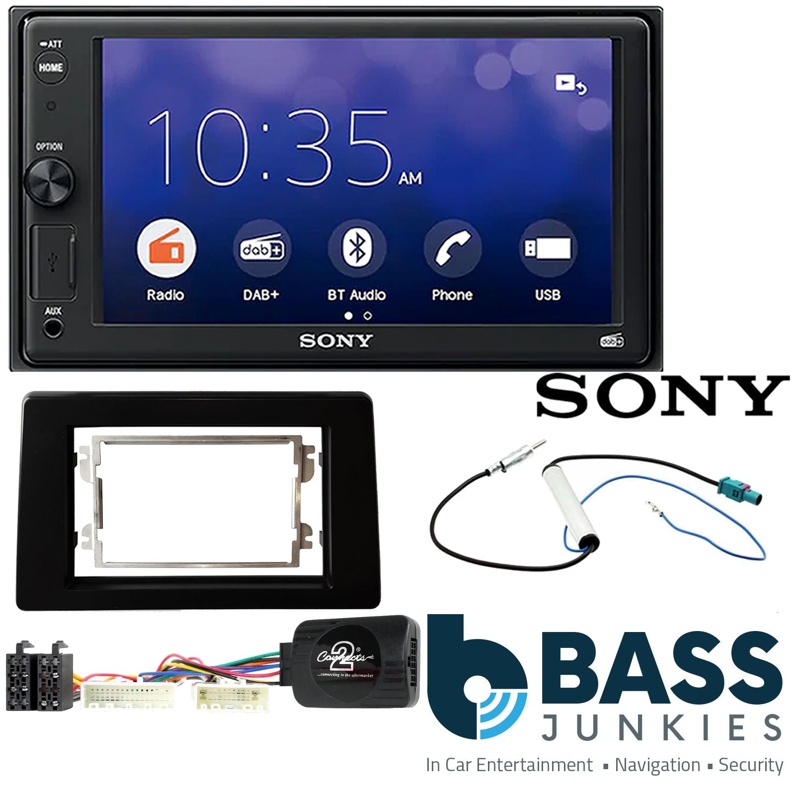 SONY 6.2" Screen Blutooth Double Din Stereo Fitting Kit + Steering Wheel Stalk Controls to fit Renault Master 2020- | Nissan NV400 2020- | Opel Movano 2020- | Vauxhall Movano 2020-