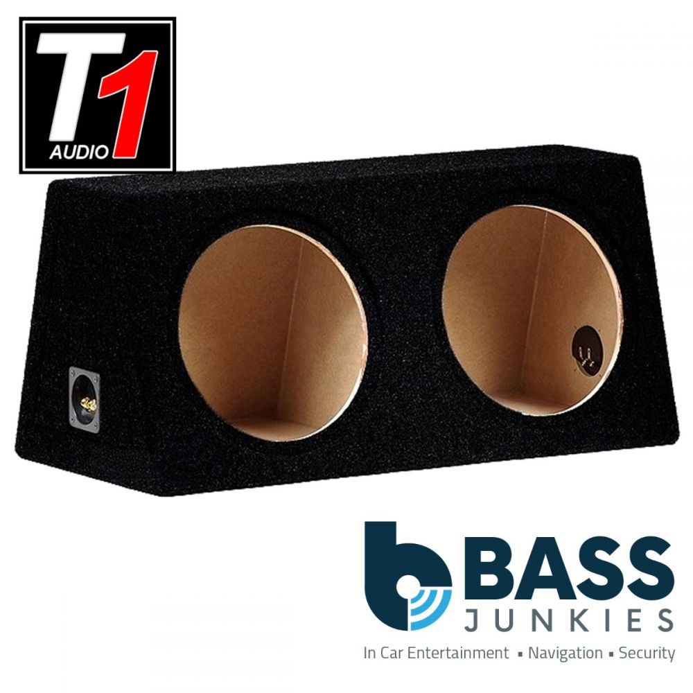 T1 Audio - 12" Sealed Double Enclosure Fully Carpeted MDF Car Sub Subwoofer Bass Box - Black