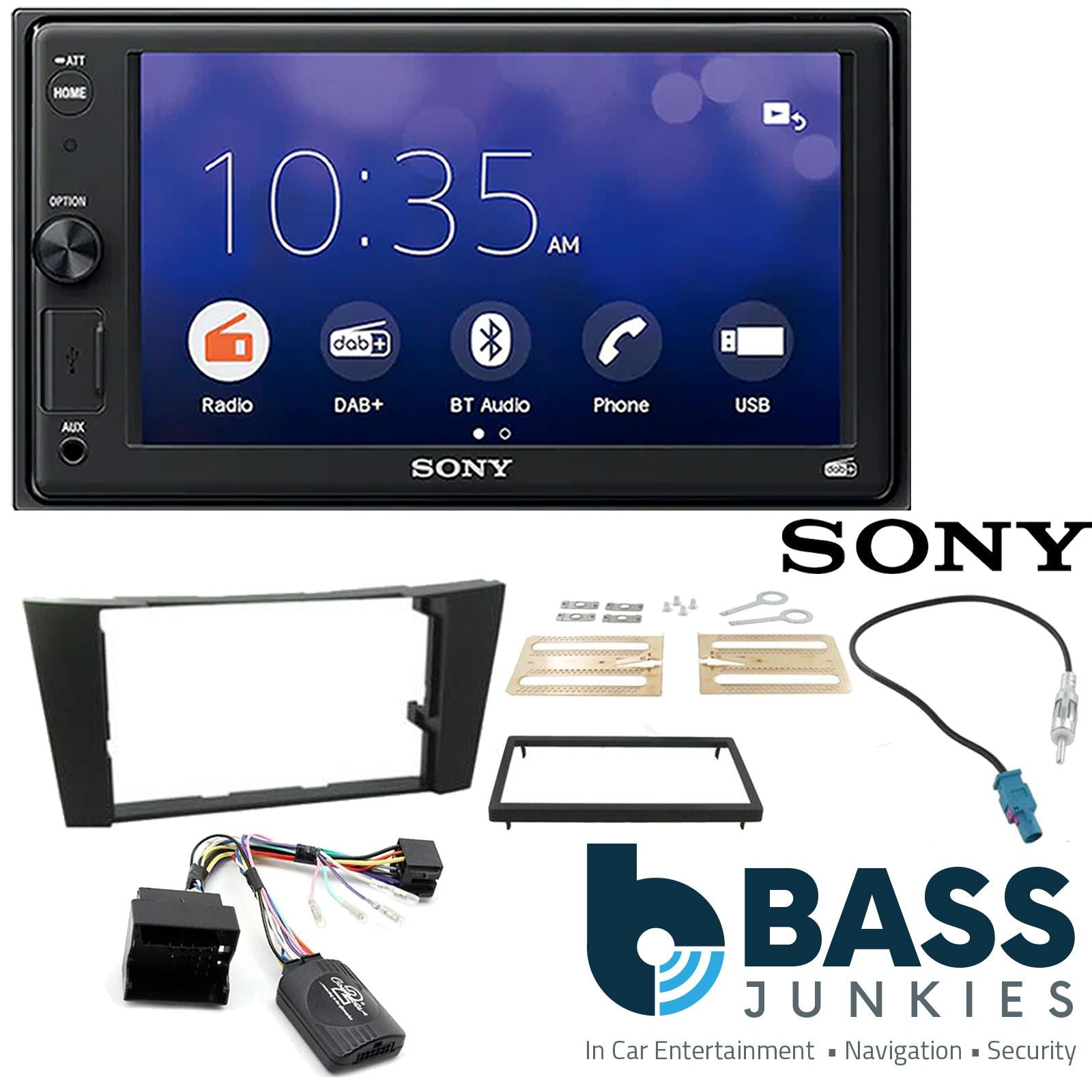 SONY XAV-1550D DAB+ Smart Bluetooth Car Radio + Stereo fitting kit + Steering Wheel Controls Loom for Mercedes E-Class 2002-2009
