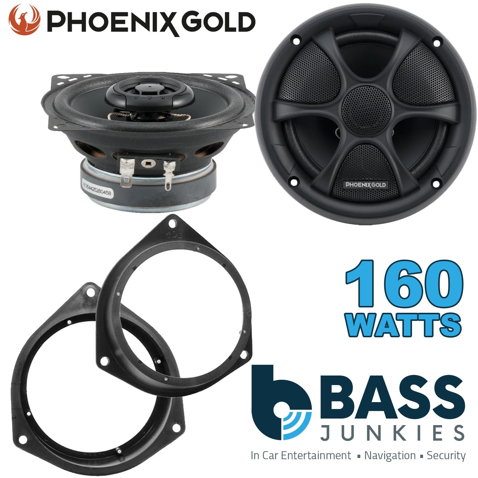 Phoenix Gold RX4CX 100mm/10cm/4" 2-Way Coaxial Car speakers (Per Pair Max 160|80 watts RMS) Fits Fiat Qubo 2008-18 | Fiorino 08-21