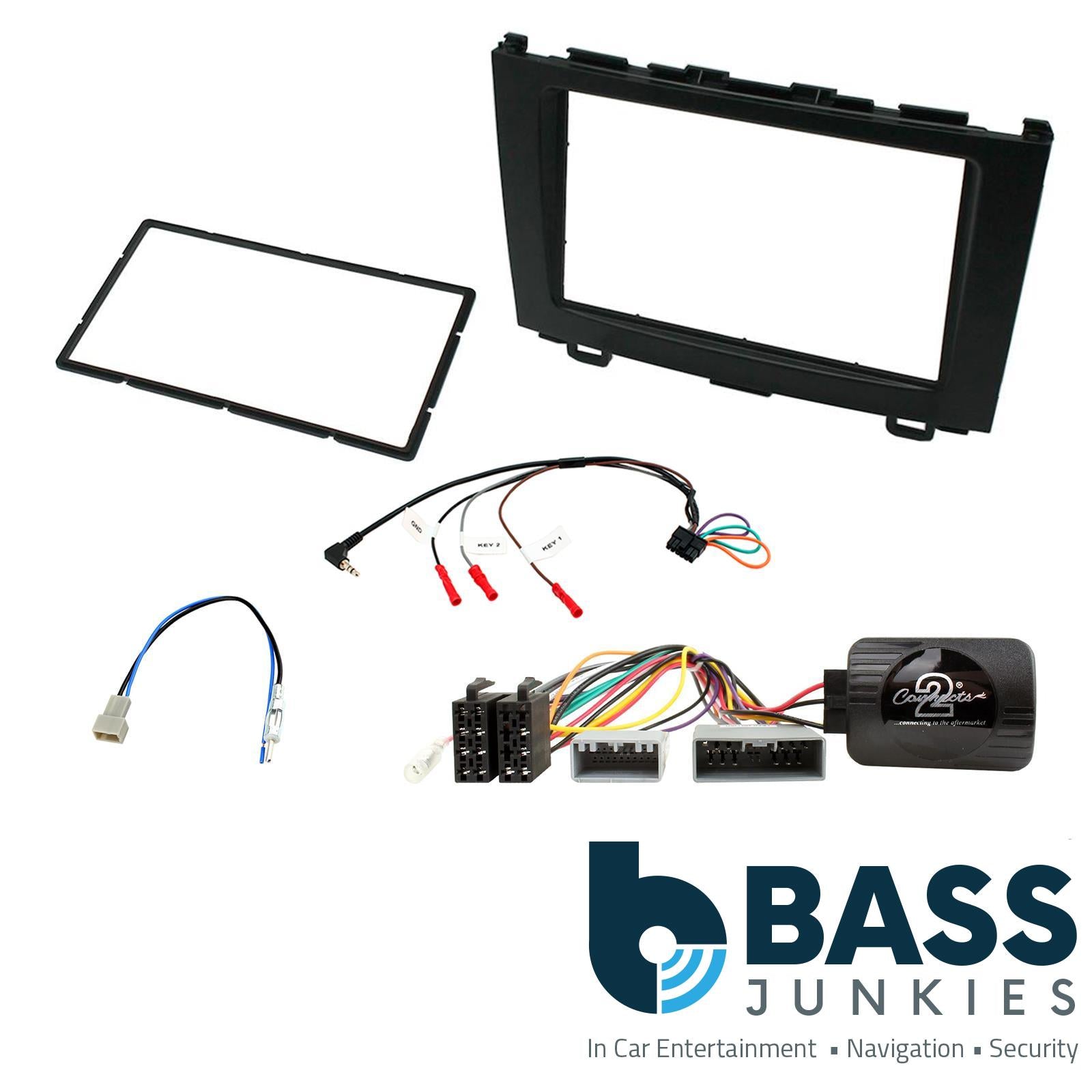 Connects 2 CTKHD04 - Honda CR-V 2007 - 2009 Double Din Facia & Steering wheel Interface Fitting Installation Kit (Black Facia Panel)