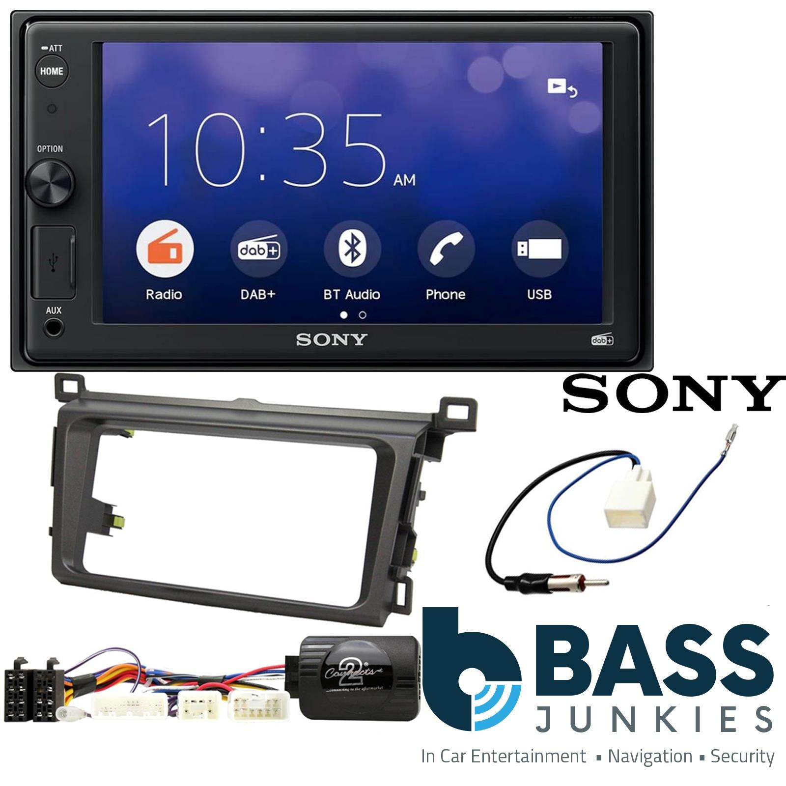 SONY XAV-1550D DAB+ Smart Bluetooth Car Radio + Stereo fitting kit + Steering Wheel Controls Loom for Toyota RAV4 2013-2018