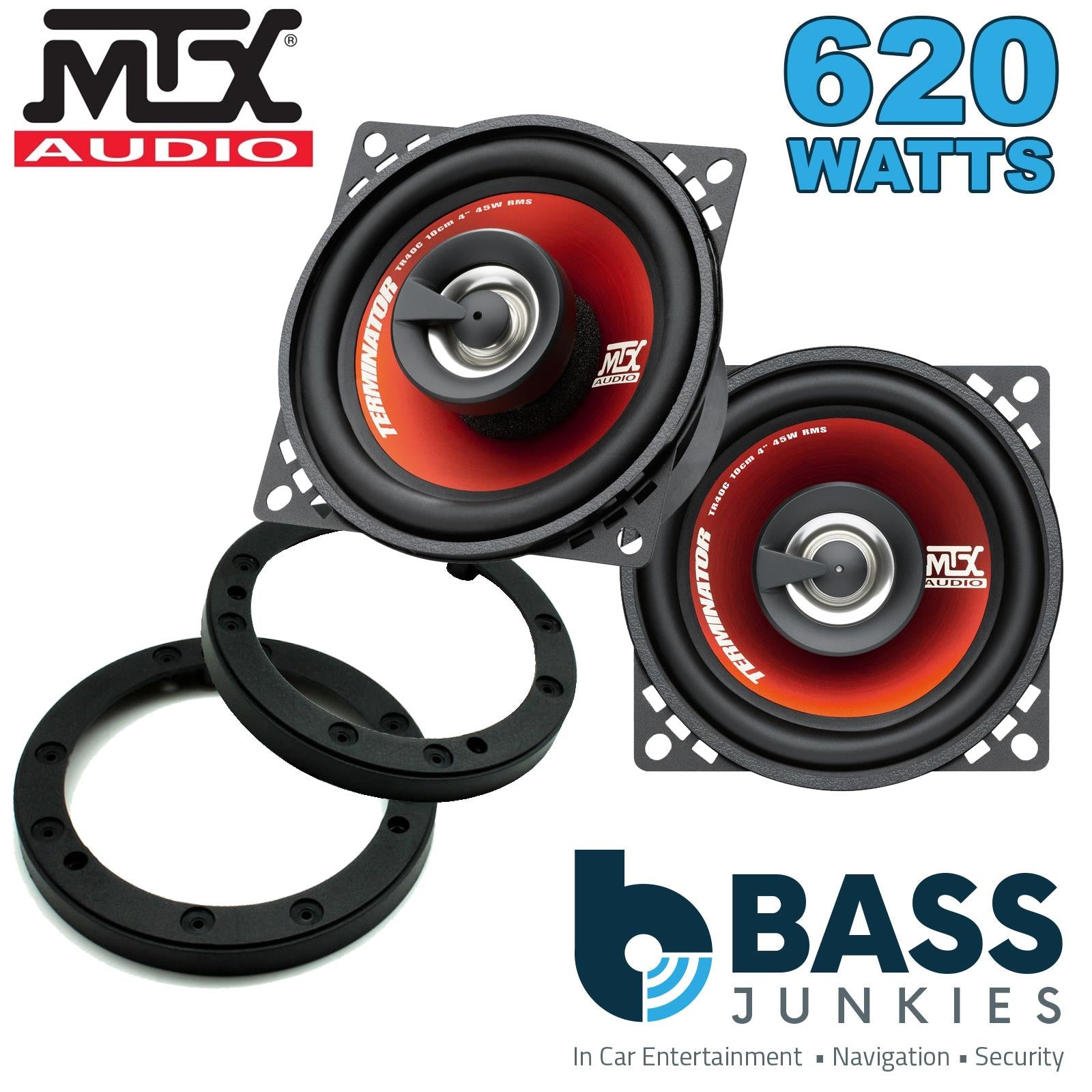 MTX TR40C 100mm/10cm/4" 2-Way Coaxial Car speakers (Per Pair Max 620|90 watts RMS) Fits Universal