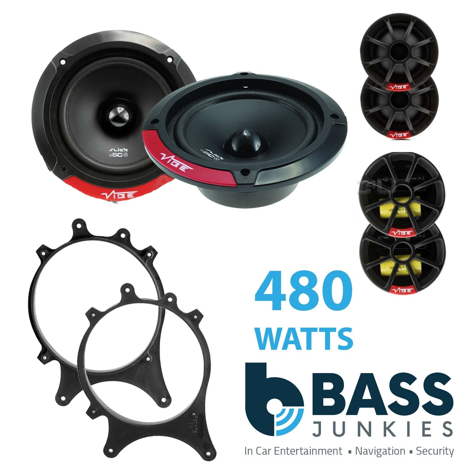 Vibe SLICK5C-V7 2-Way 130mm/13cm/5.25" Component Speakers (Per Pair 480 Watts) Fits BMW 3-Series 1994-00