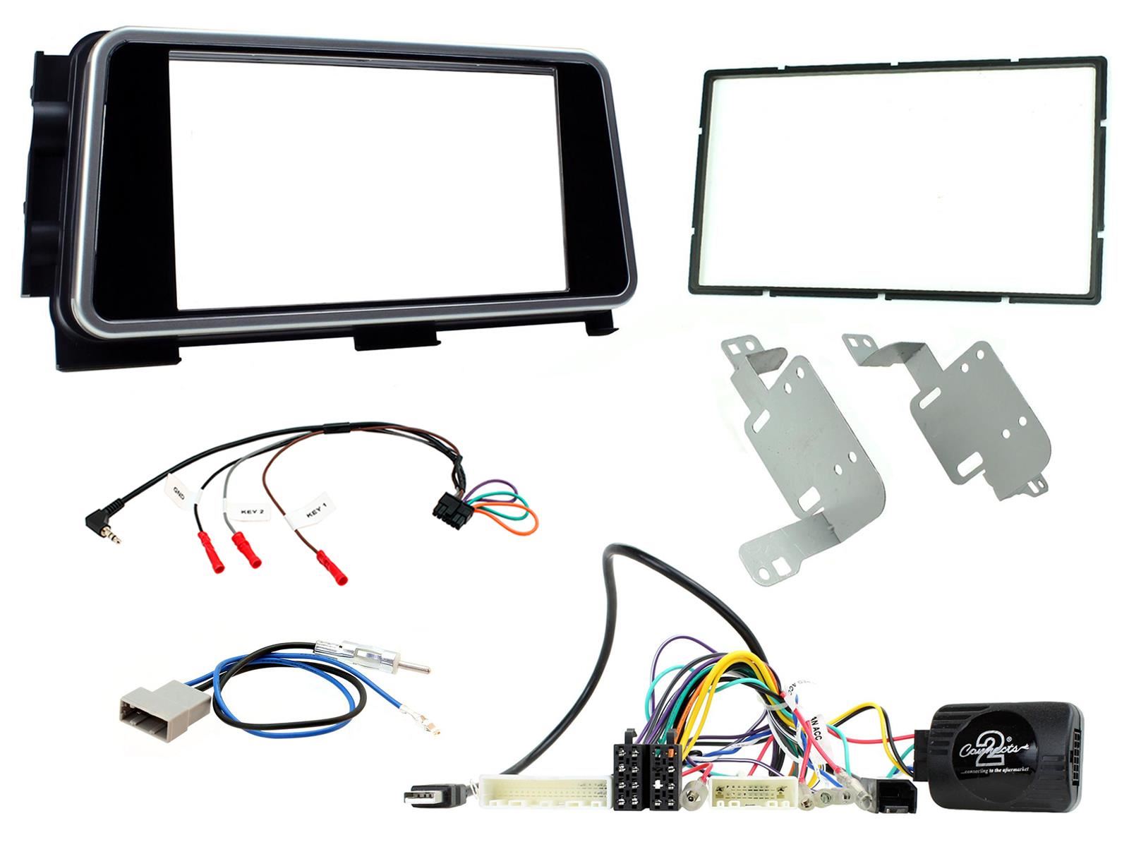 Grundig 6.8" Apple Android Double Din Stereo Fitting Kit + Steering Wheel Stalk Controls to fit Nissan Micra 2020-21