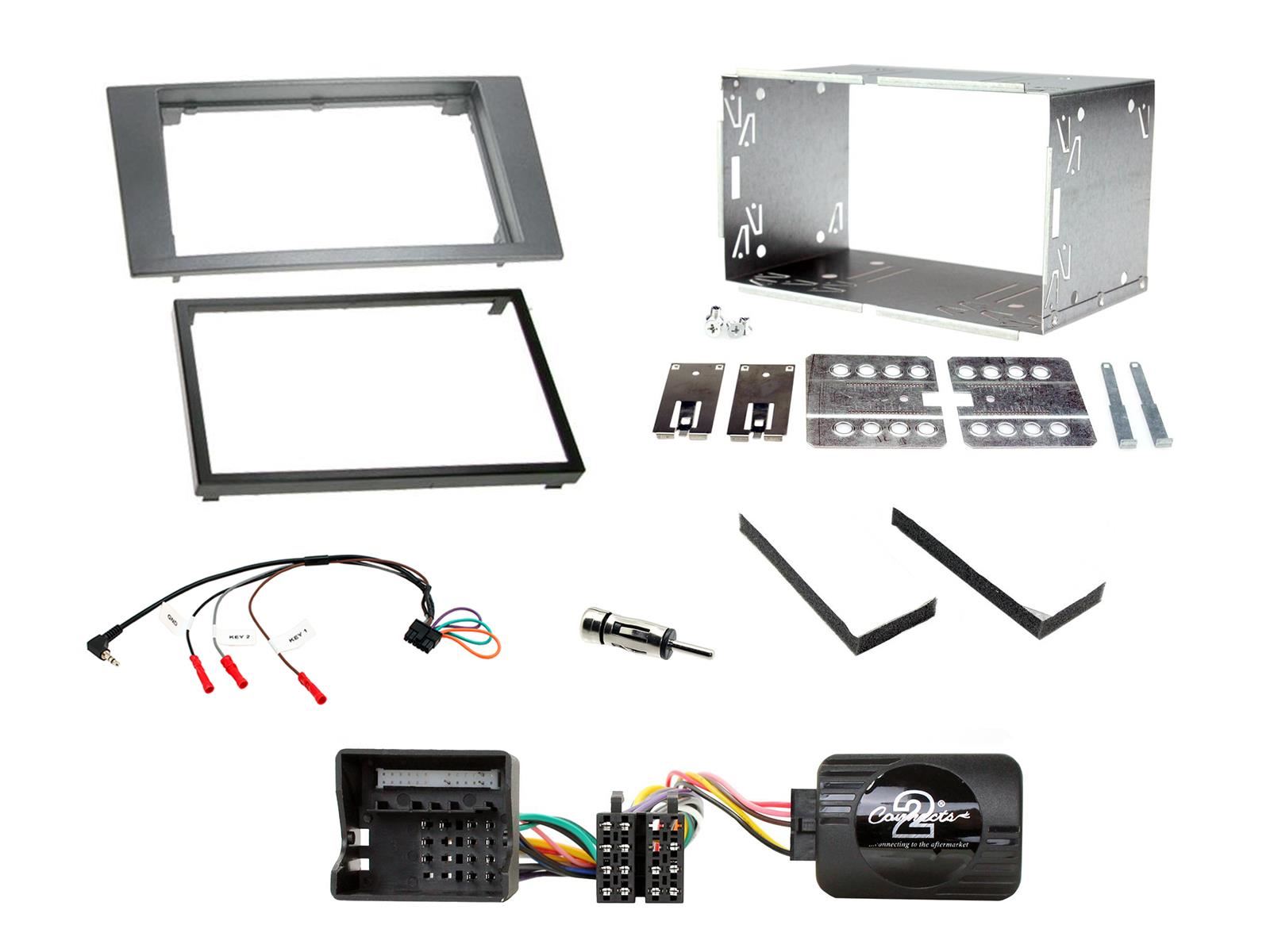 Grundig 6.8" Apple Android Double Din Stereo Fitting Kit + Steering Wheel Stalk Controls to fit Ford Mondeo 2004-07