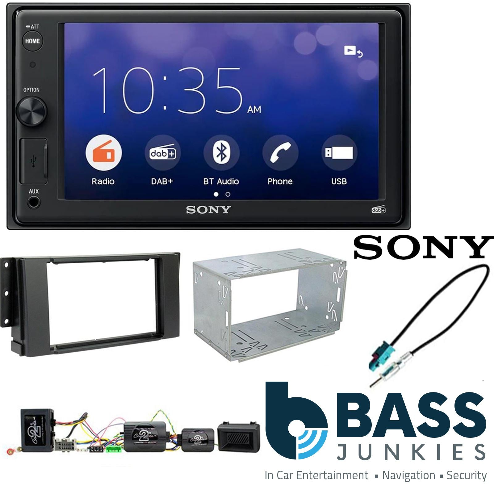 SONY XAV-1550D DAB+ Smart Bluetooth Car Radio + Stereo fitting kit + Steering Wheel Controls Loom for Land Rover Freelander 2006-2014