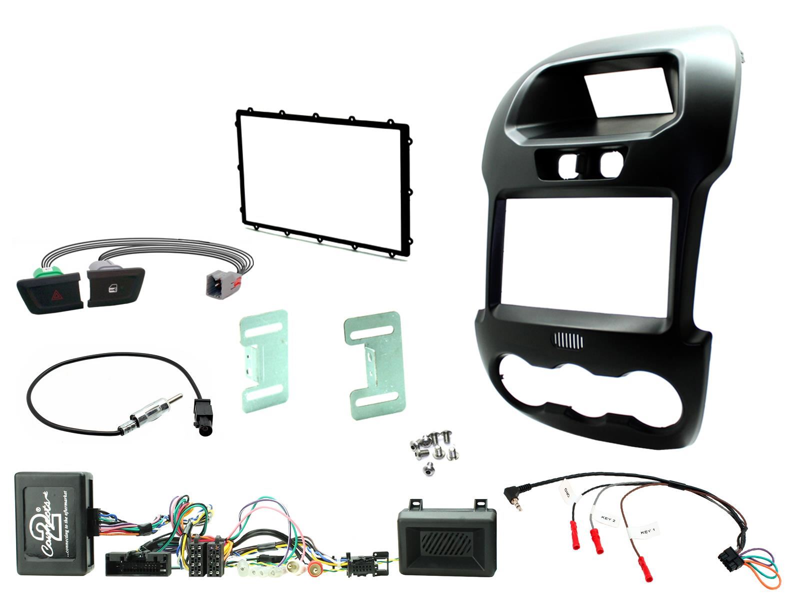 Grundig 6.8" Apple Android Double Din Stereo Fitting Kit + Steering Wheel Stalk Controls to fit Ford Ranger 2013-16