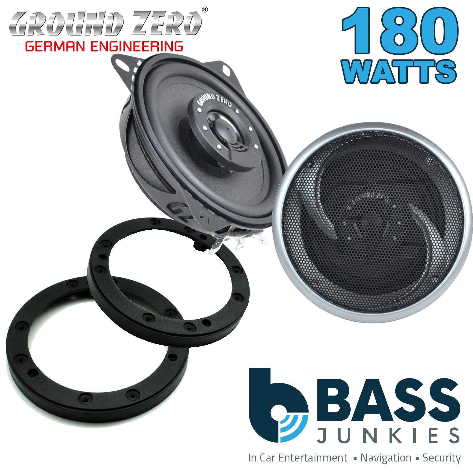 Ground Zero GZIF 4001FX 100mm/10cm/4" 2-Way Coaxial Car speakers (Per Pair Max 180|100 watts RMS) Fits Universal