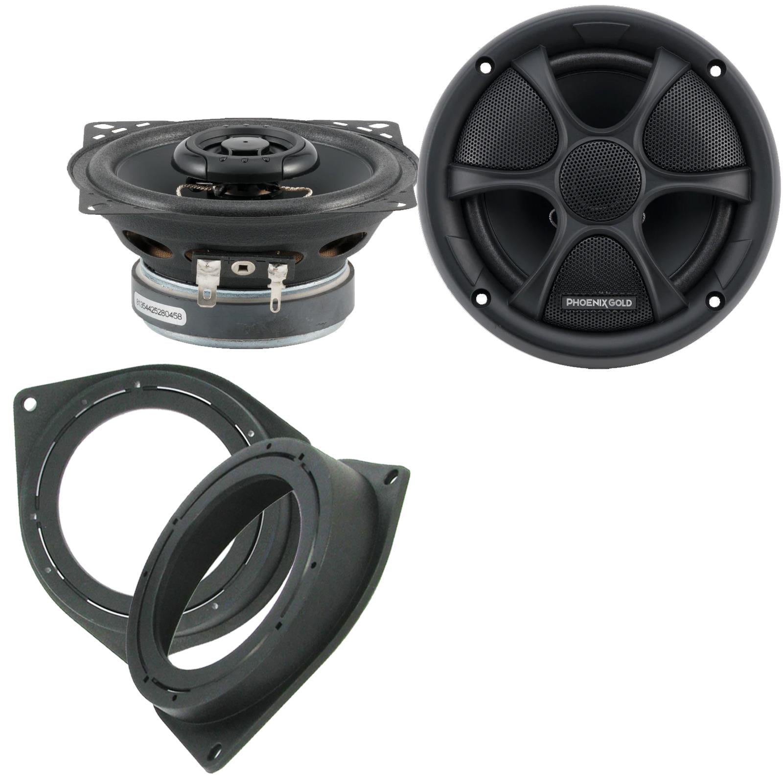 Phoenix Gold RX4CX 100mm/10cm/4" 2-Way Coaxial Car speakers (Per Pair Max 160|80 watts RMS) Fits Fiat Qubo 2008-18 | 500 07-14 | Bravo 07-14 | Fiorino 08-21 | Punto 12-21 | Grande-Punto 05-09