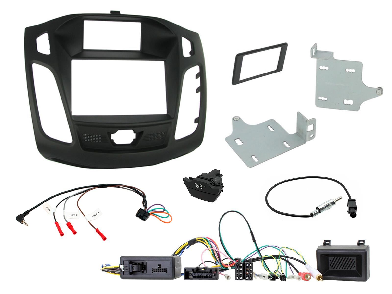 Grundig 6.8" Apple Android Double Din Stereo Fitting Kit + Steering Wheel Stalk Controls to fit Ford Focus 2011-15