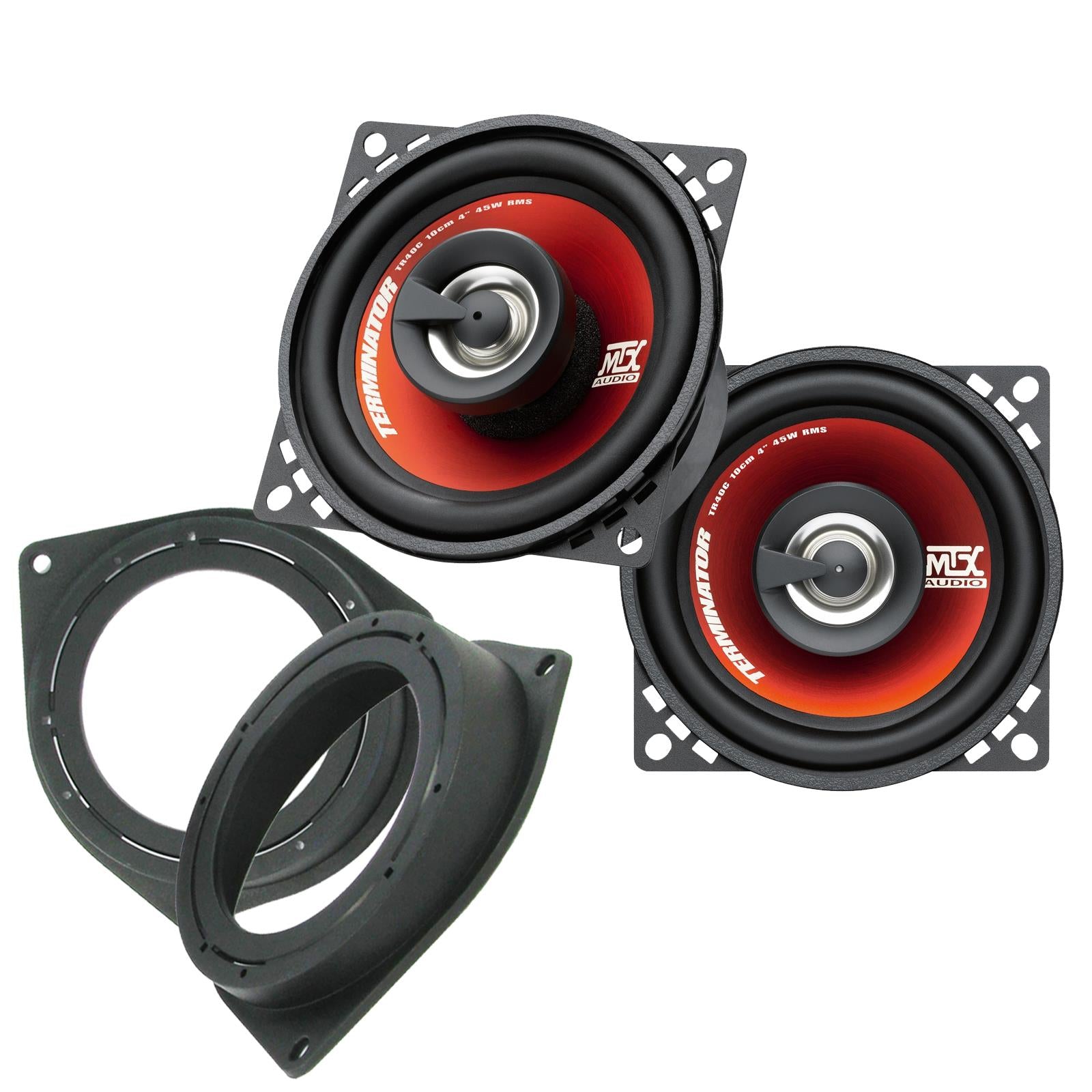 MTX TR40C 100mm/10cm/4" 2-Way Coaxial Car speakers (Per Pair Max 620|90 watts RMS) Fits Fiat Qubo 2008-18 | 500 07-14 | Bravo 07-14 | Fiorino 08-21 | Punto 12-21 | Grande-Punto 05-09