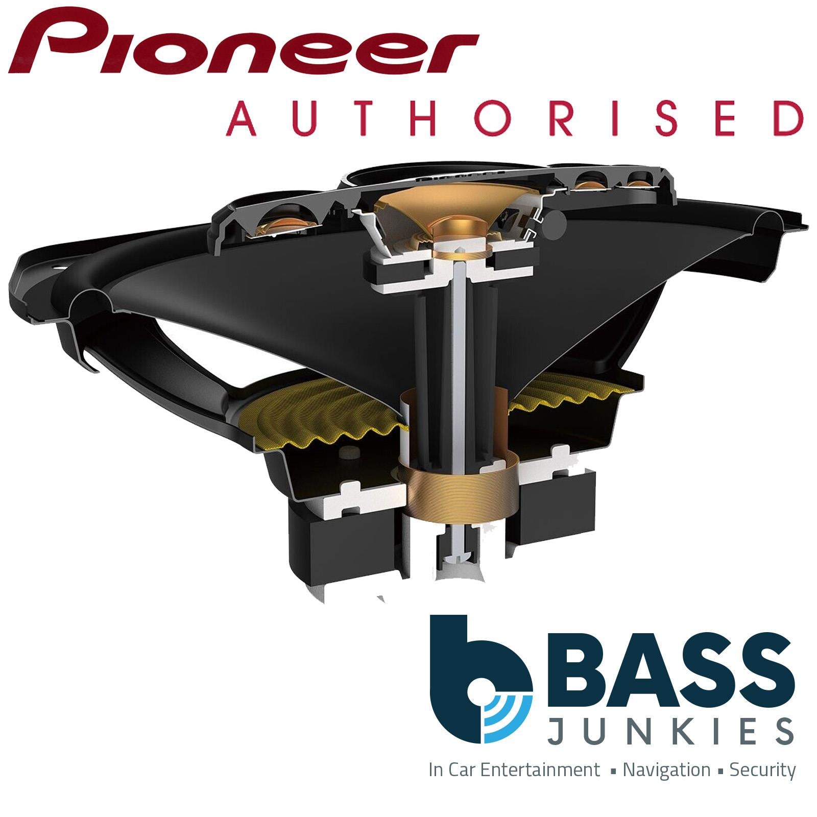 Pioneer TS-A6961F  6"x9" 4- Way 900 Watts a Pair 6x9" Coaxial Speakers  with Black 6"x9" Speaker Boxes & 8m of Oxygen Free 16AWG Speaker Cable