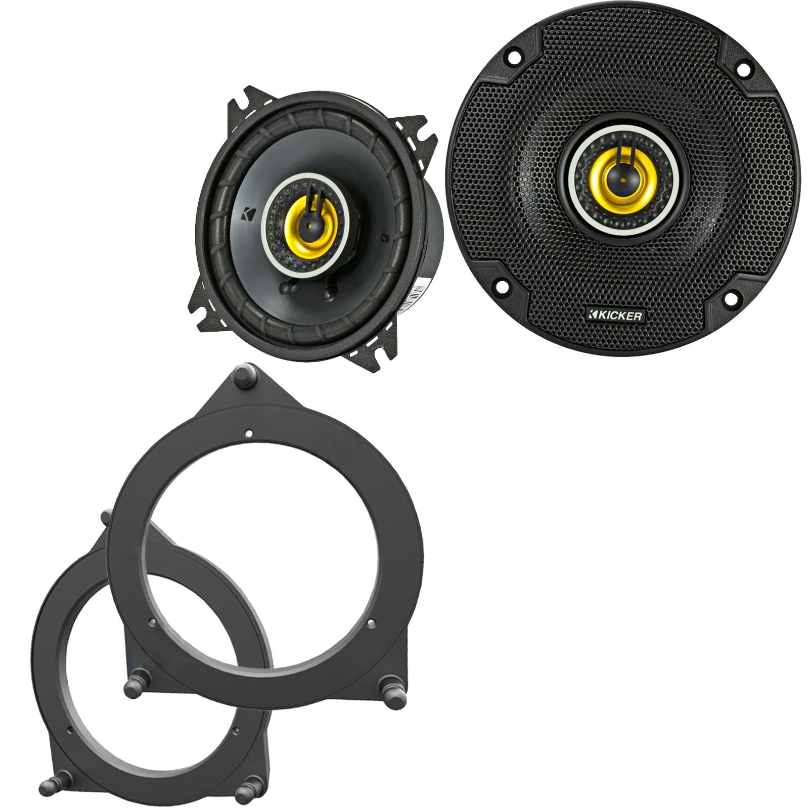 Kicker CSC44 100mm/10cm/4" 2-Way Coaxial Car speakers (Per Pair Max 300|100 watts RMS) Fits Mercedes C-Class 2015-21