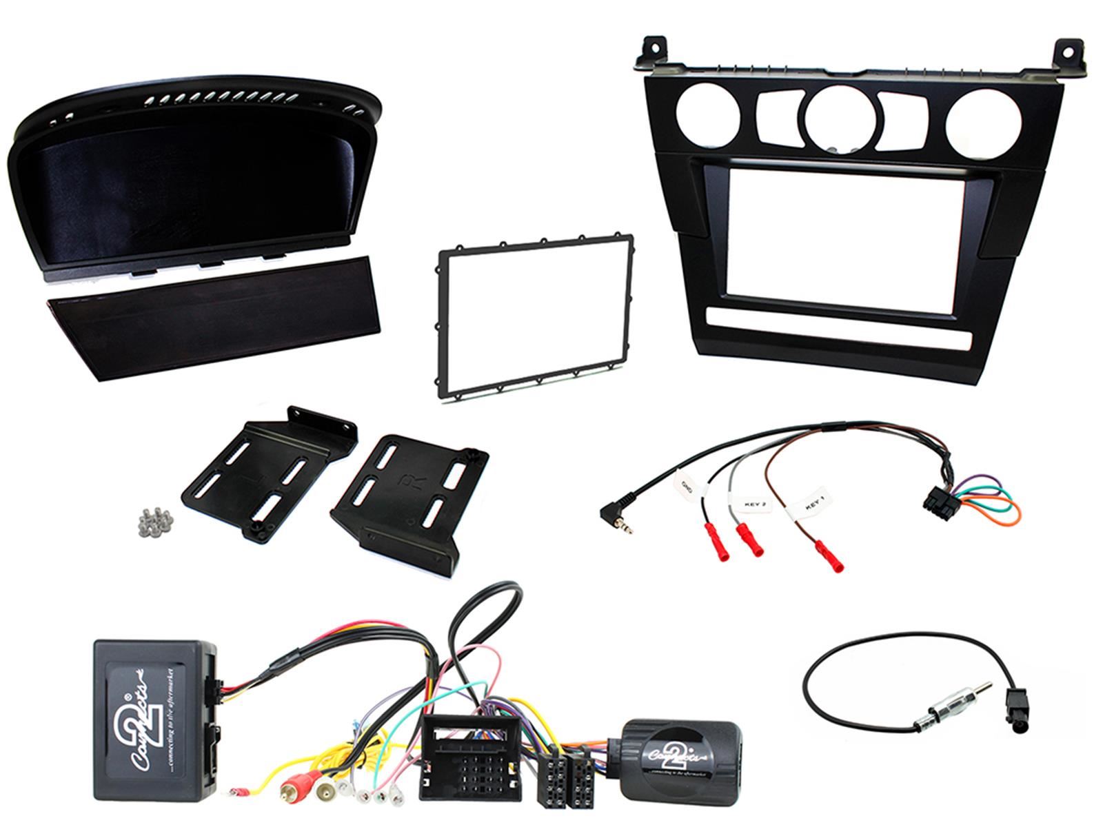 Grundig 6.8" Apple Android Double Din Stereo Fitting Kit + Steering Wheel Stalk Controls to fit BMW 5-Series 2003-07