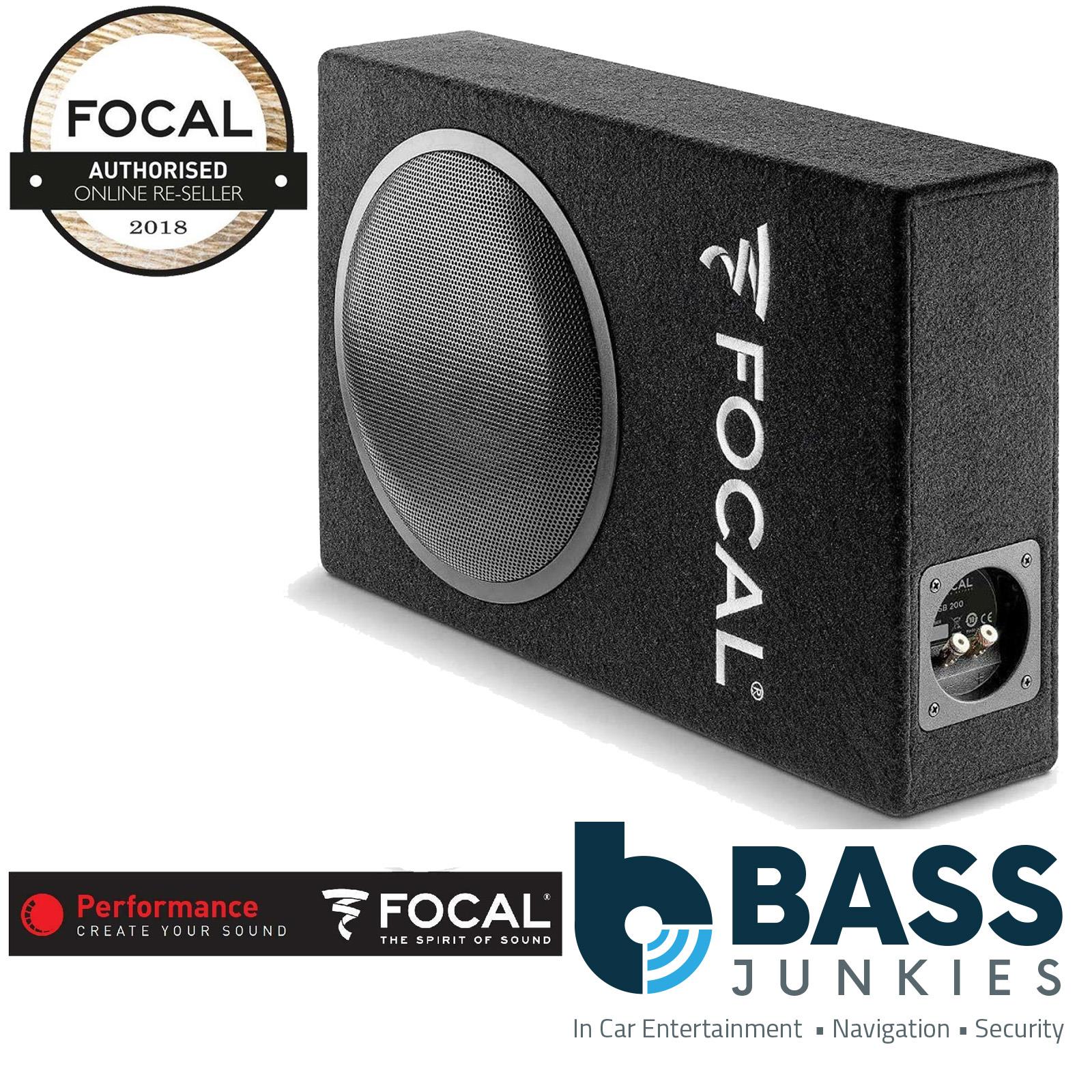 Focal 8" 250W Passive Car Subwoofer Box & Alpine 300W 2-Channel Amplifier Bass Package Kit
