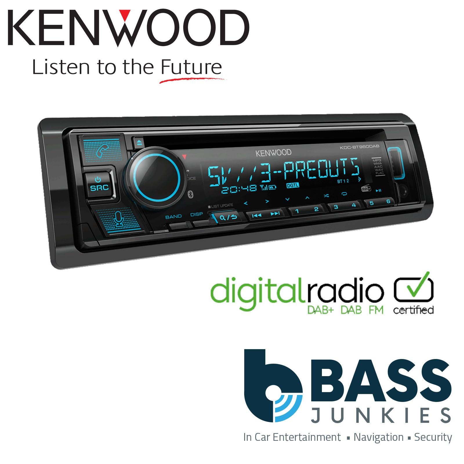 Kenwood KDC-BT960DAB CD/MP3/BT DAB+ Android USB Car Audio 3x Pre Out Stereo