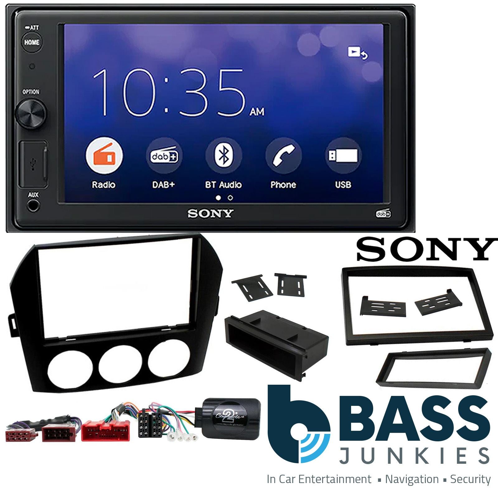SONY XAV-1550D DAB+ Smart Bluetooth Car Radio + Stereo fitting kit + Steering Wheel Controls Loom for Mazda Miata 2006-2008 | Mazda MX-5 2006-2008