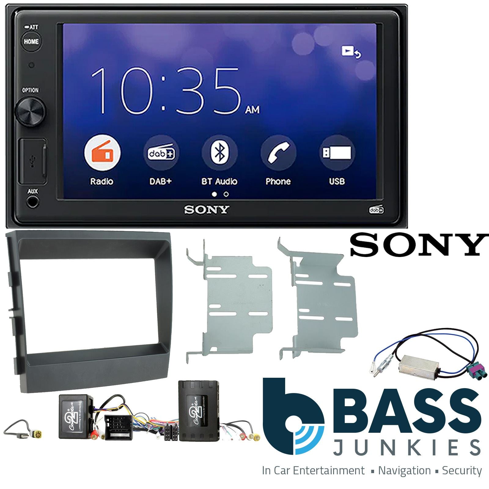 SONY XAV-1550D DAB+ Smart Bluetooth Car Radio + Stereo fitting kit + Steering Wheel Controls Loom for Porsche Panamera 2009-2016