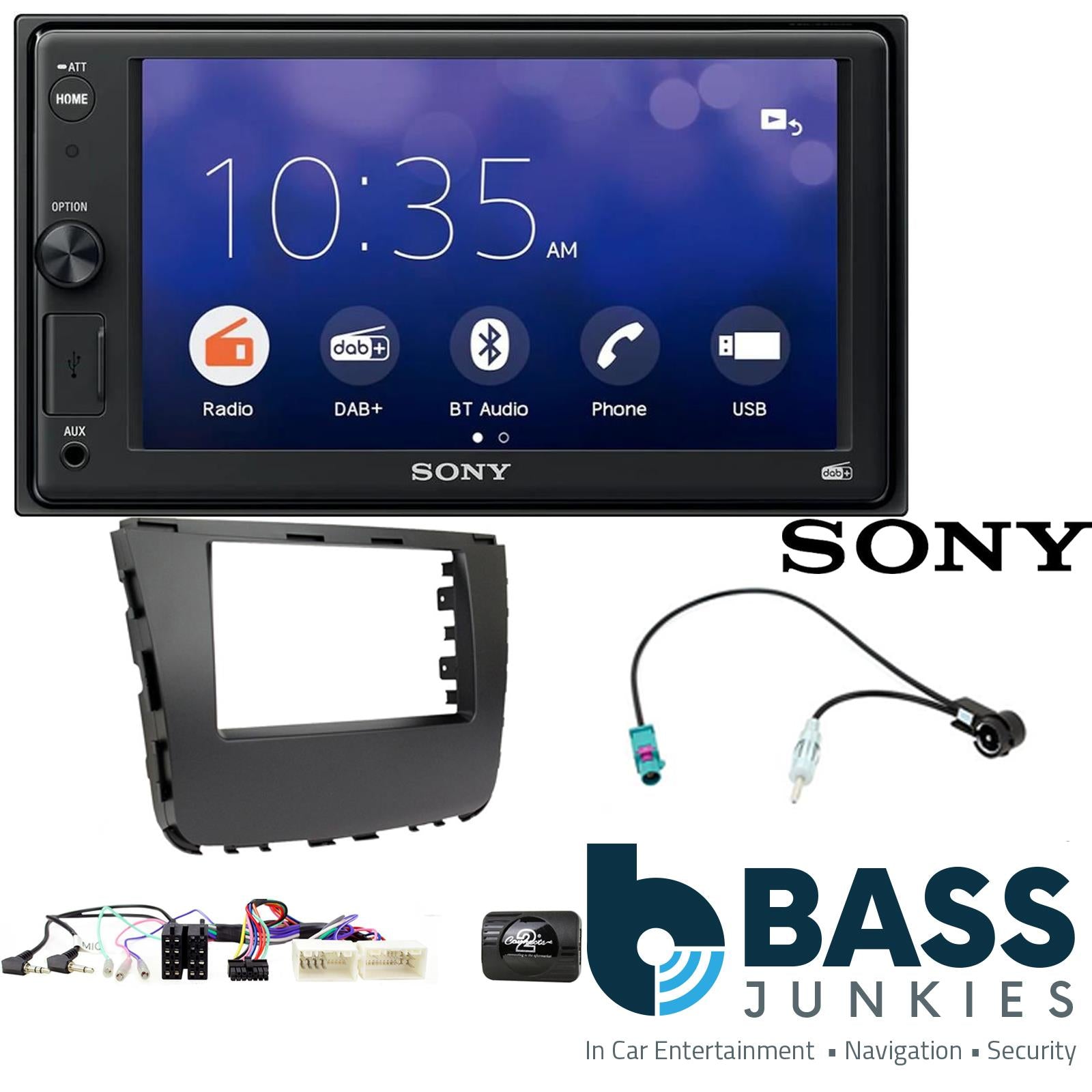 SONY XAV-1550D DAB+ Smart Bluetooth Car Radio + Stereo fitting kit + Steering Wheel Controls Loom for SsangYong Musso 2018-2021