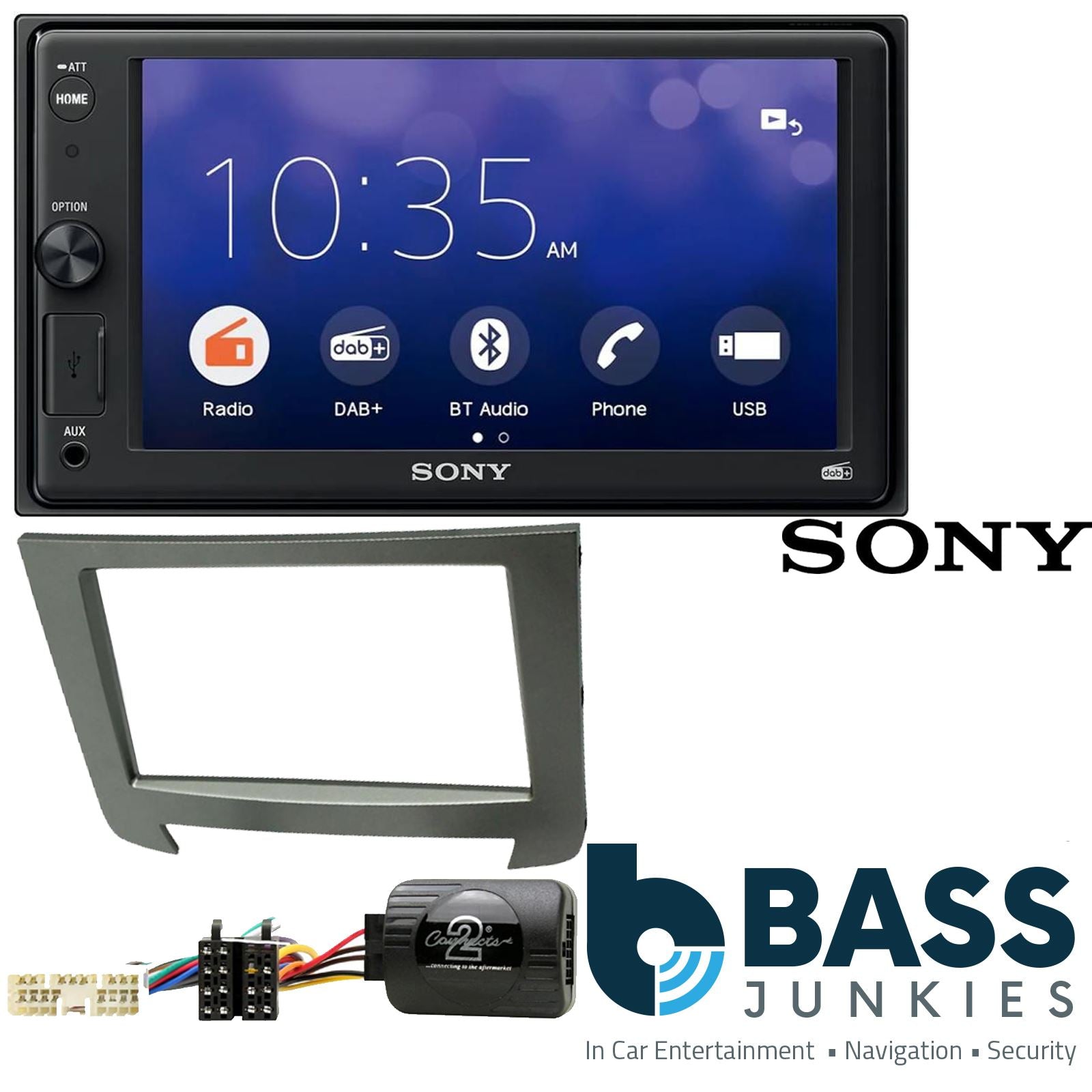 SONY XAV-1550D DAB+ Smart Bluetooth Car Radio + Stereo fitting kit + Steering Wheel Controls Loom for SsangYong Rexton 2012-2017