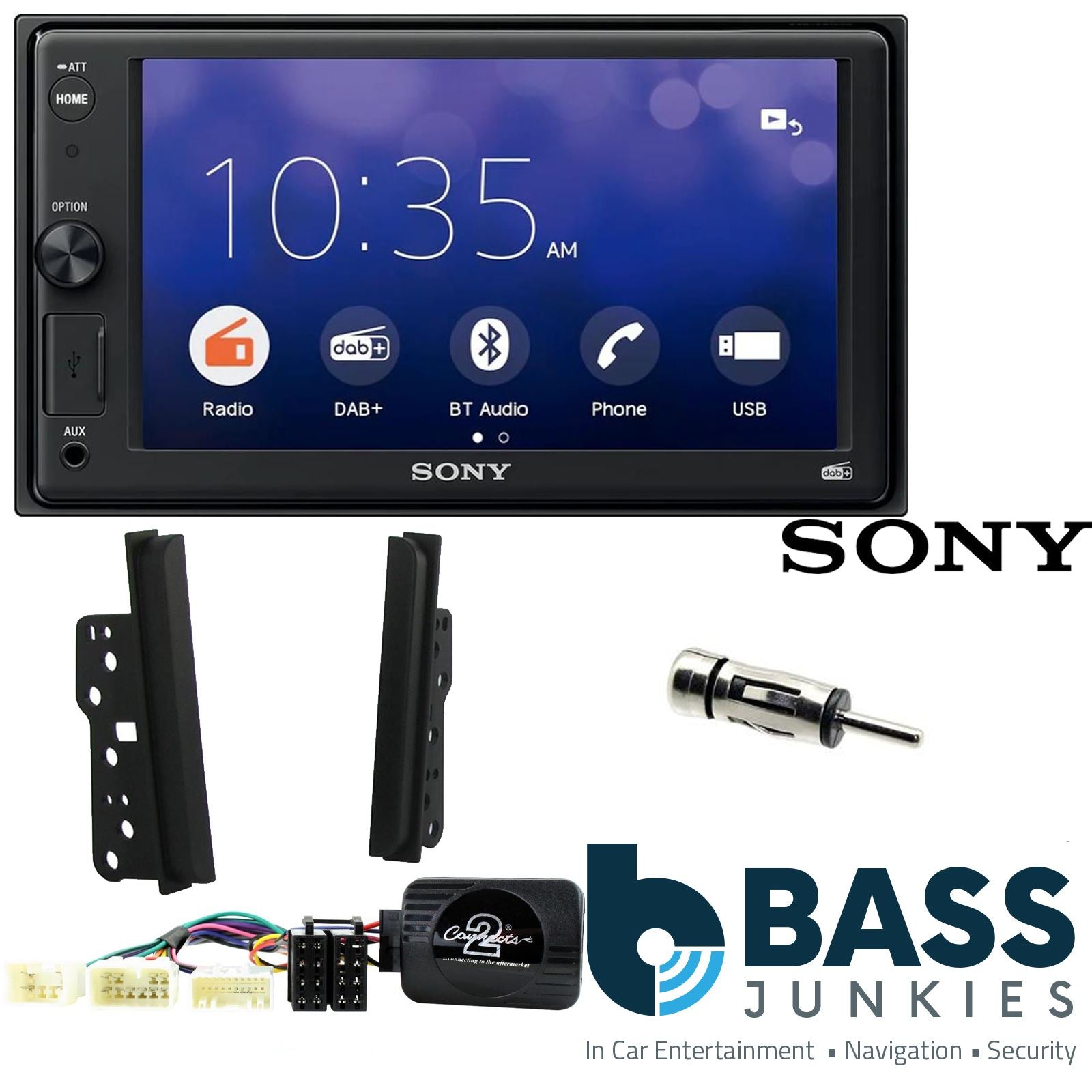 SONY 6.2" Screen Blutooth Double Din Stereo Fitting Kit + Steering Wheel Stalk Controls to fit Toyota RAV4 2001-06 | Toyota MR2 2000-03 | Toyota Celica 1999-05