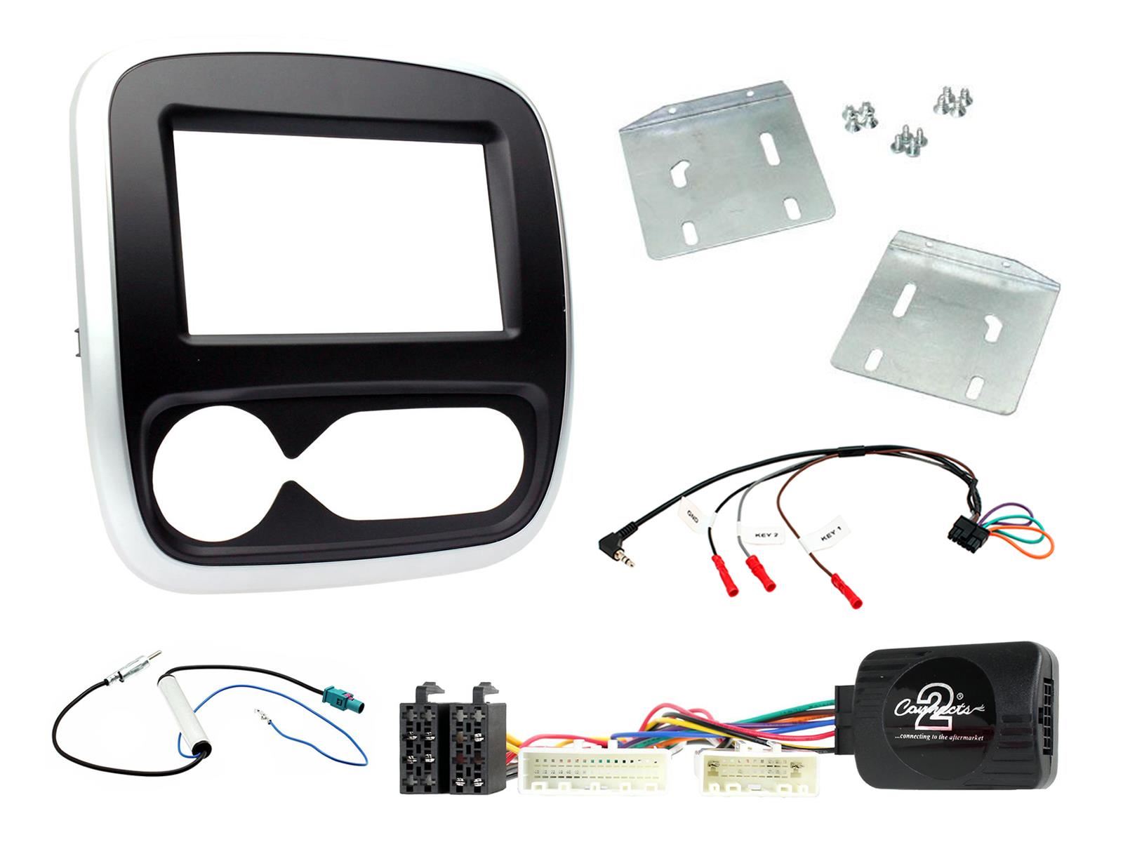 SONY 6.2" Screen Blutooth Double Din Stereo Fitting Kit + Steering Wheel Stalk Controls to fit Renault Trafic 2017-