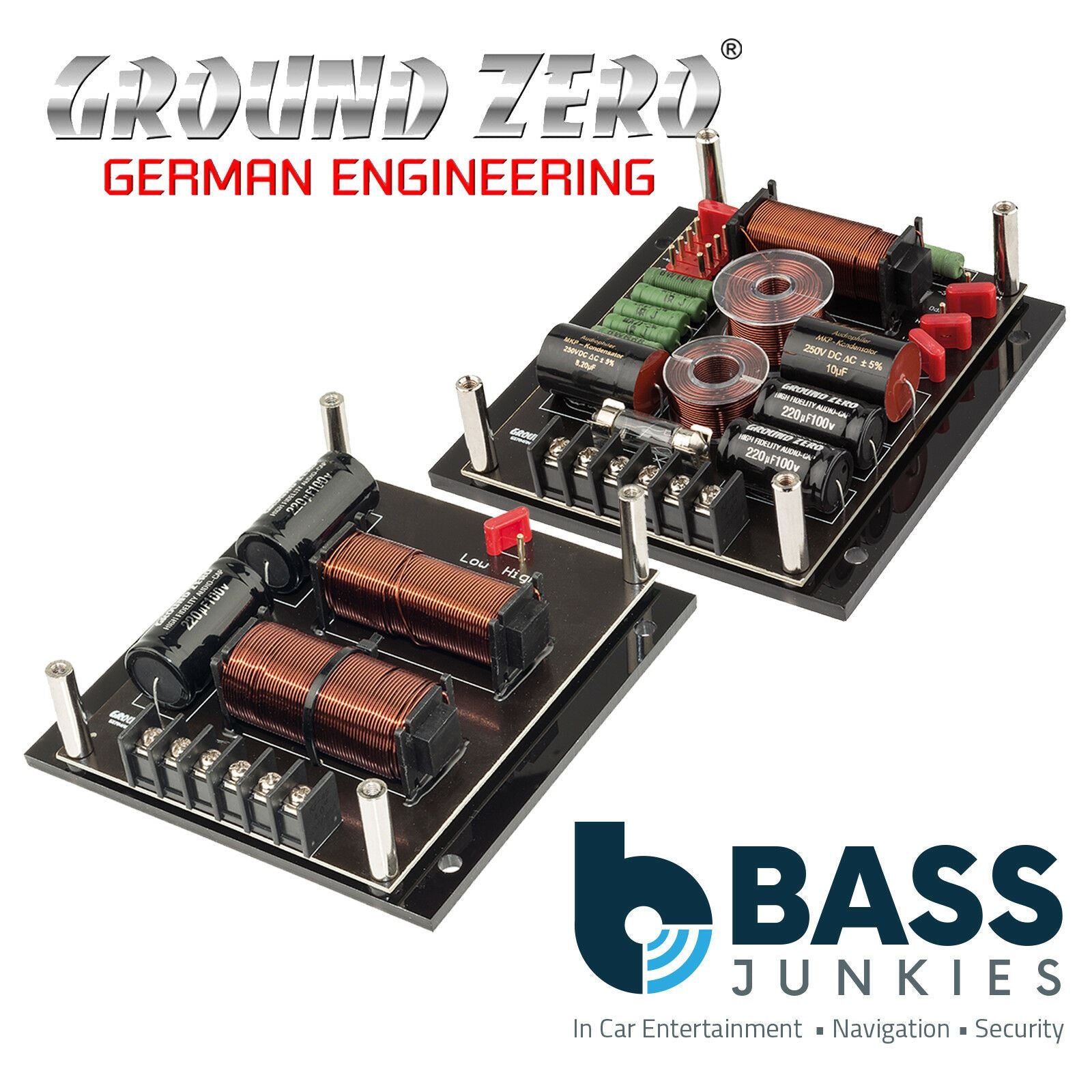Ground Zero GZPX 16.3SQ - High End 2-way Bi-Ampable Car Woofer Speaker Tweeter Crossovers