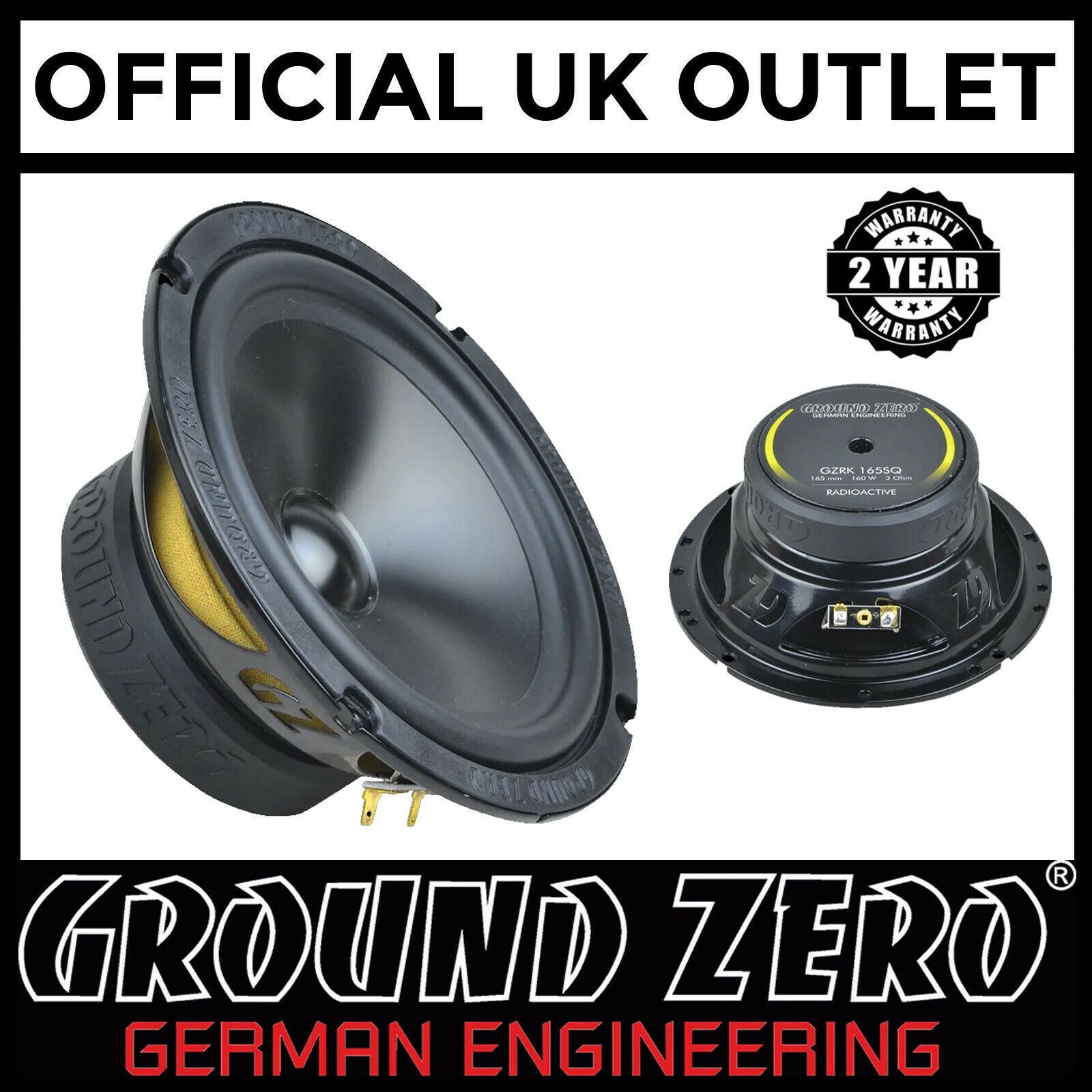Ground Zero Radioactive GZRK 165SQ - 165mm / 6.5" 110 WRMS Midwoofer