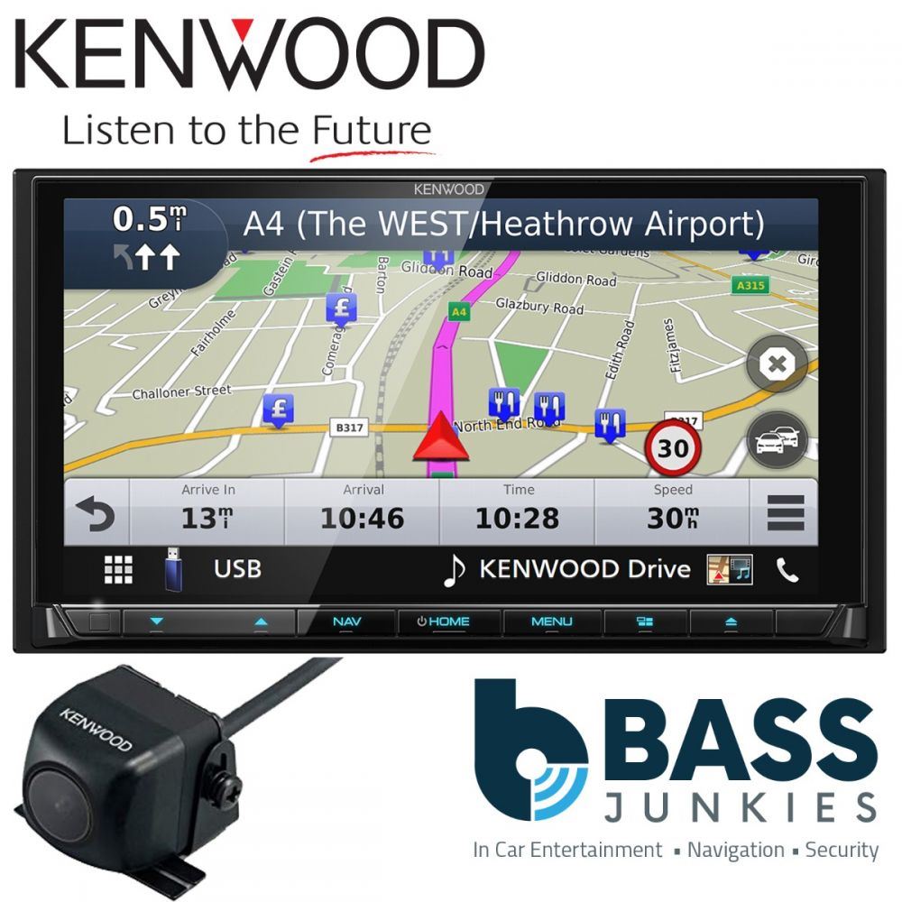 Kenwood DNX-9190DABS - 6.8” HD DAB+ Wifi Navigation Bluetooth DVD CD MP3 USB Car AV Stereo Radio Tuner Player & Reversing Camera