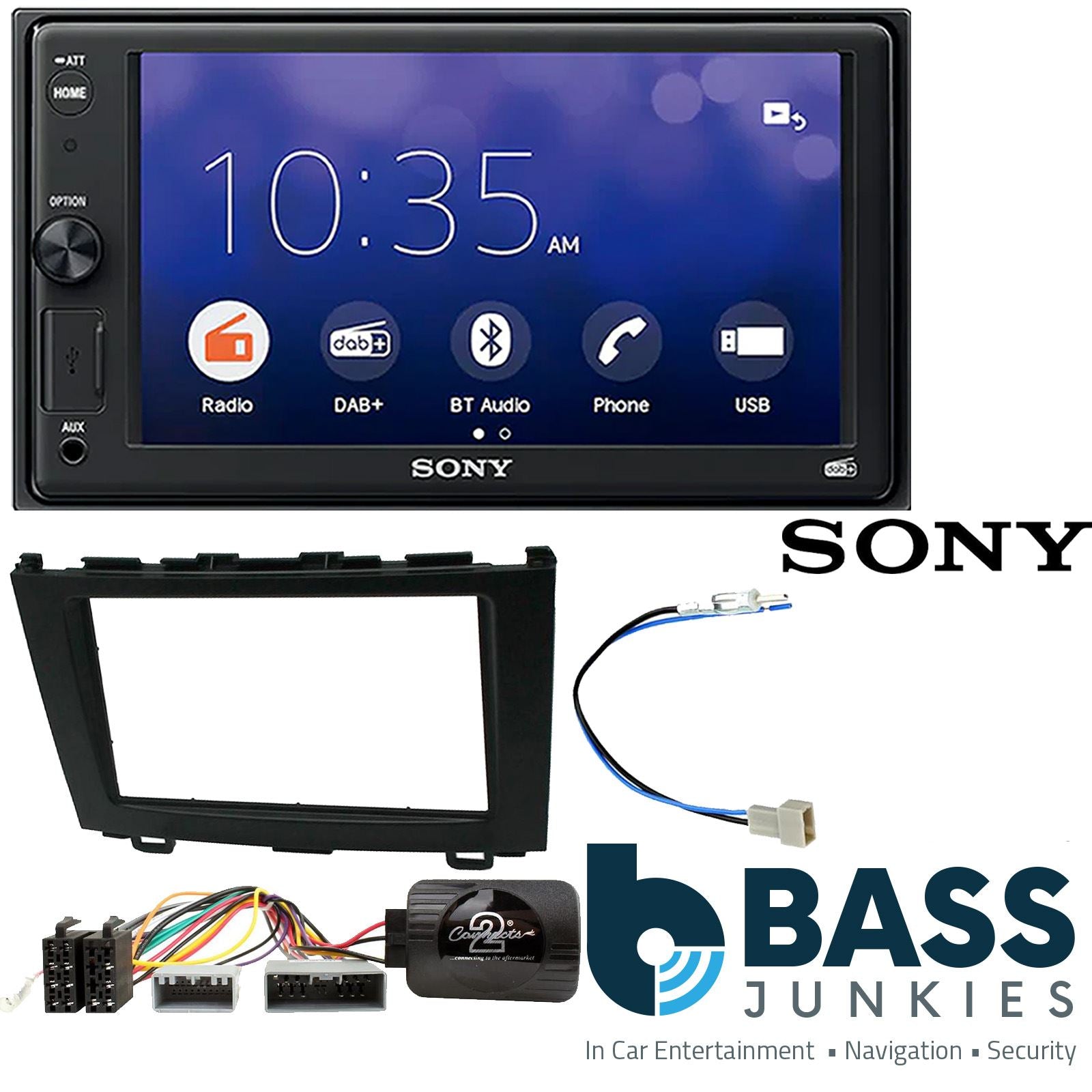 SONY XAV-1550D DAB+ Smart Bluetooth Car Radio + Stereo fitting kit + Steering Wheel Controls Loom for Honda CR-V 2007-2009