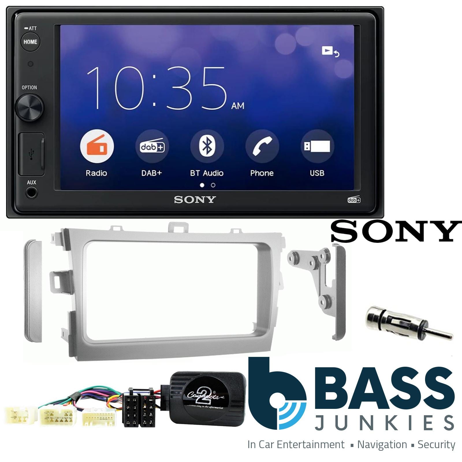 SONY XAV-1550D DAB+ Smart Bluetooth Car Radio + Stereo fitting kit + Steering Wheel Controls Loom for Toyota Auris E180	2013-2015