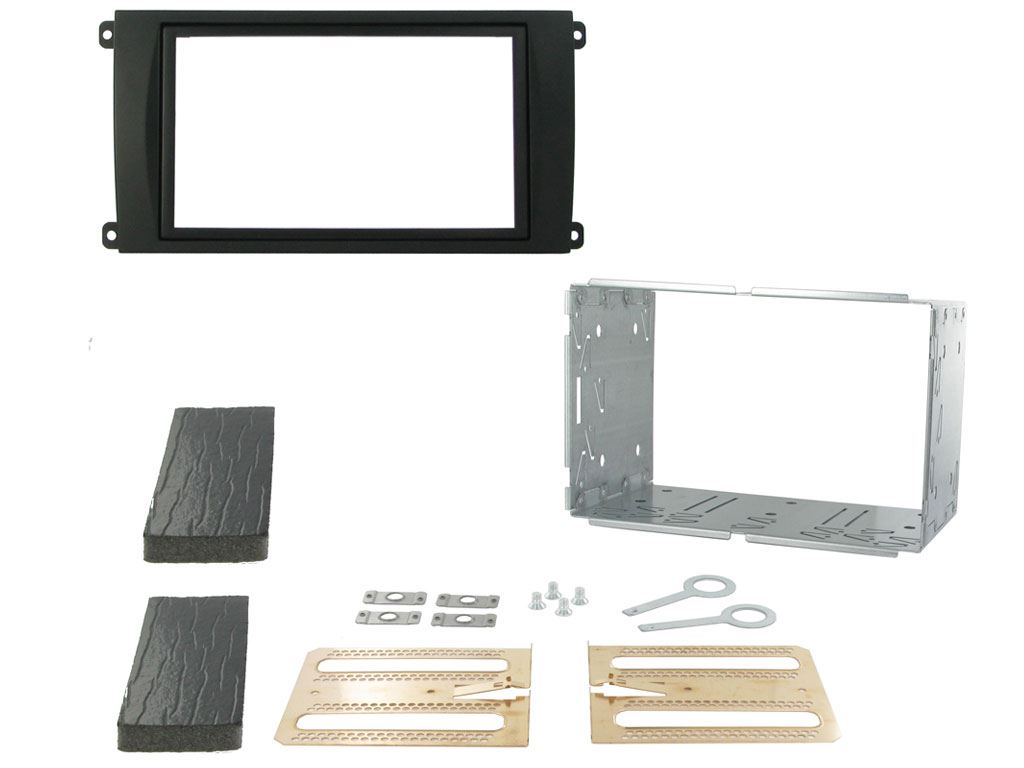 Grundig 6.8" Apple Android Double Din Stereo Fitting Kit + Steering Wheel Stalk Controls to fit Porsche Cayenne 2002-07