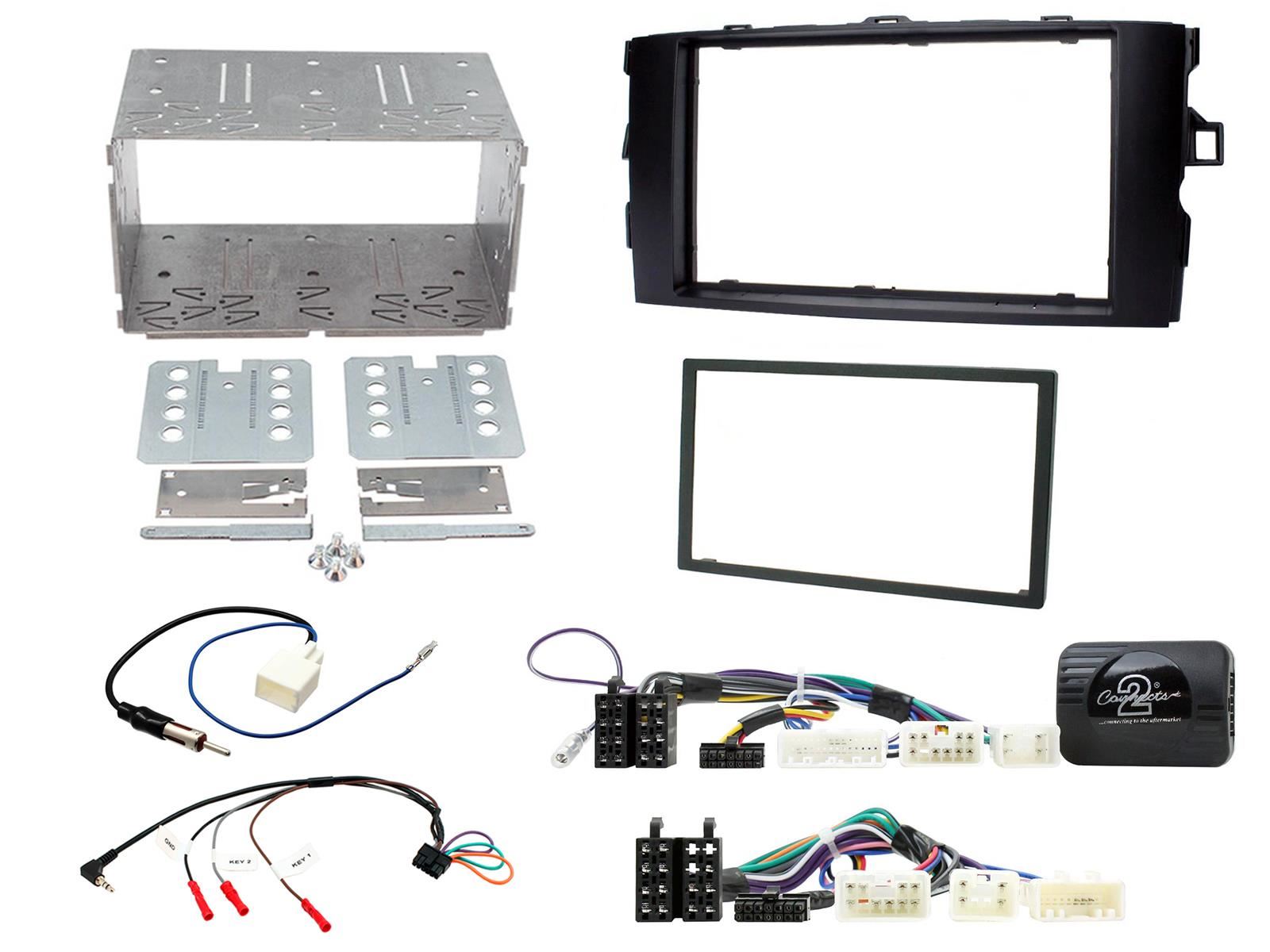 Grundig 6.8" Apple Android Double Din Stereo Fitting Kit + Steering Wheel Stalk Controls to fit Toyota Auris 2007-12