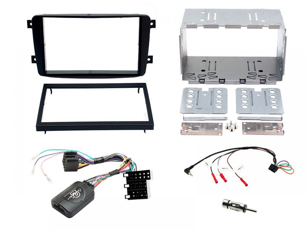 Connects 2 CTKMB02 - Mercedes Benz C Class W203 2001 - 2004 Double Din Facia & Steering wheel Interface Fitting Installation Kit