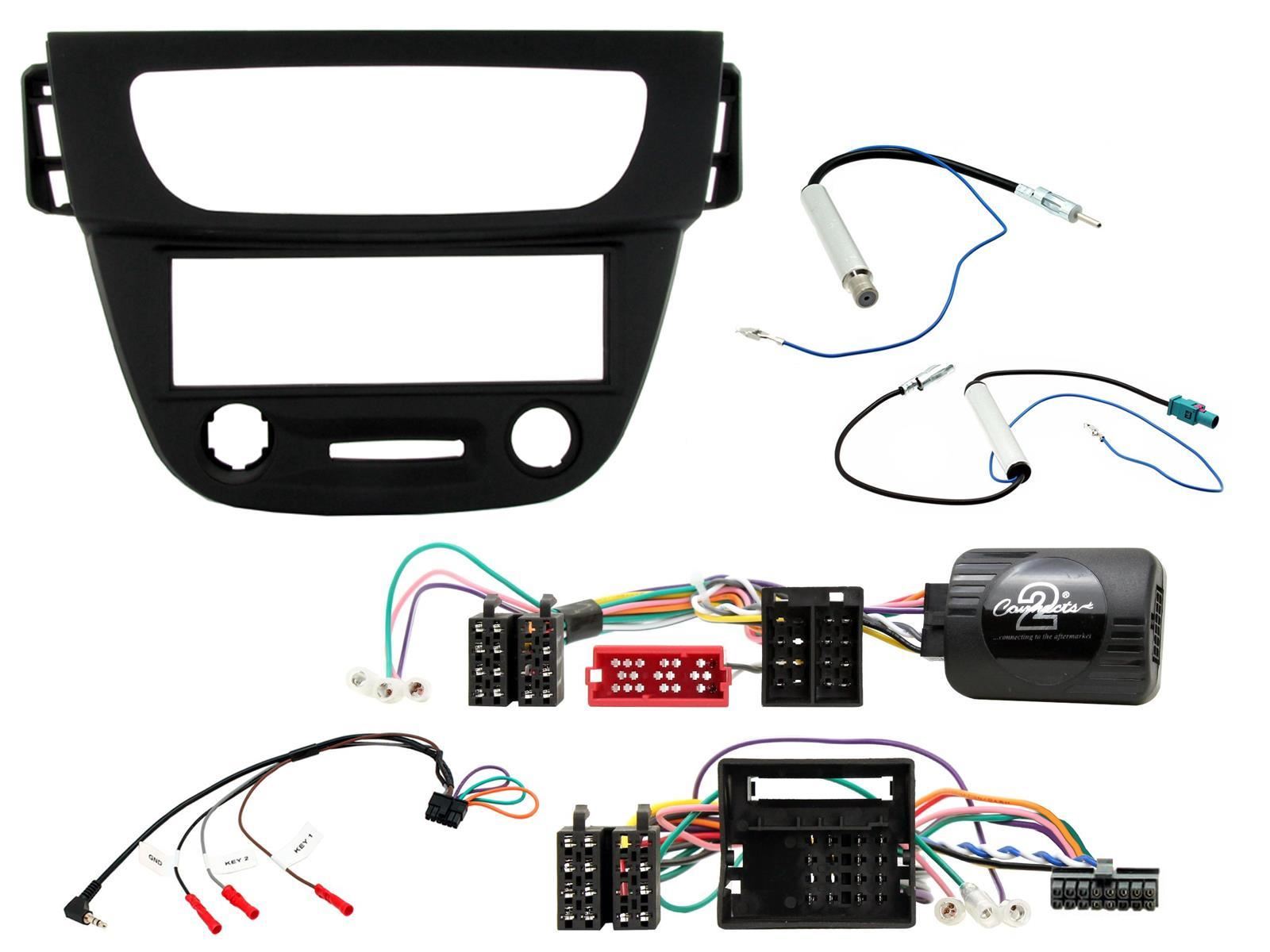 Single Din Stereo Fitting Kit + Steering Wheel Stalk Controls to fit Renault Megane 2009-16