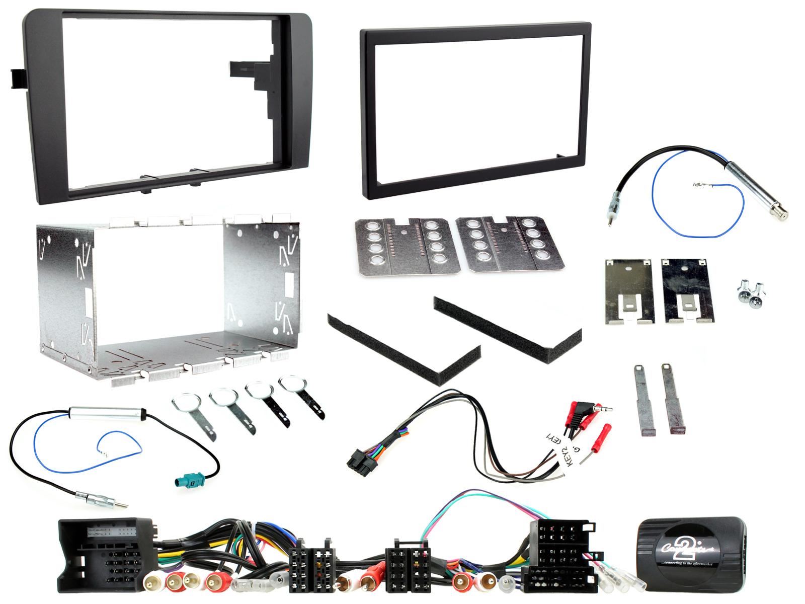 SONY DAB+ Apple | Android Double Din Stereo Fitting Kit + Steering Wheel Stalk Controls to fit Audi A3 2003-12