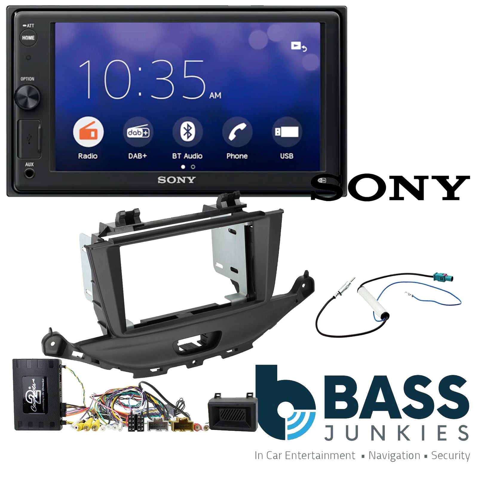 SONY XAV-1550D DAB+ Smart Bluetooth Car Radio + Stereo fitting kit + Steering Wheel Controls Loom Vauxhall Astra Astra K 2015-2021