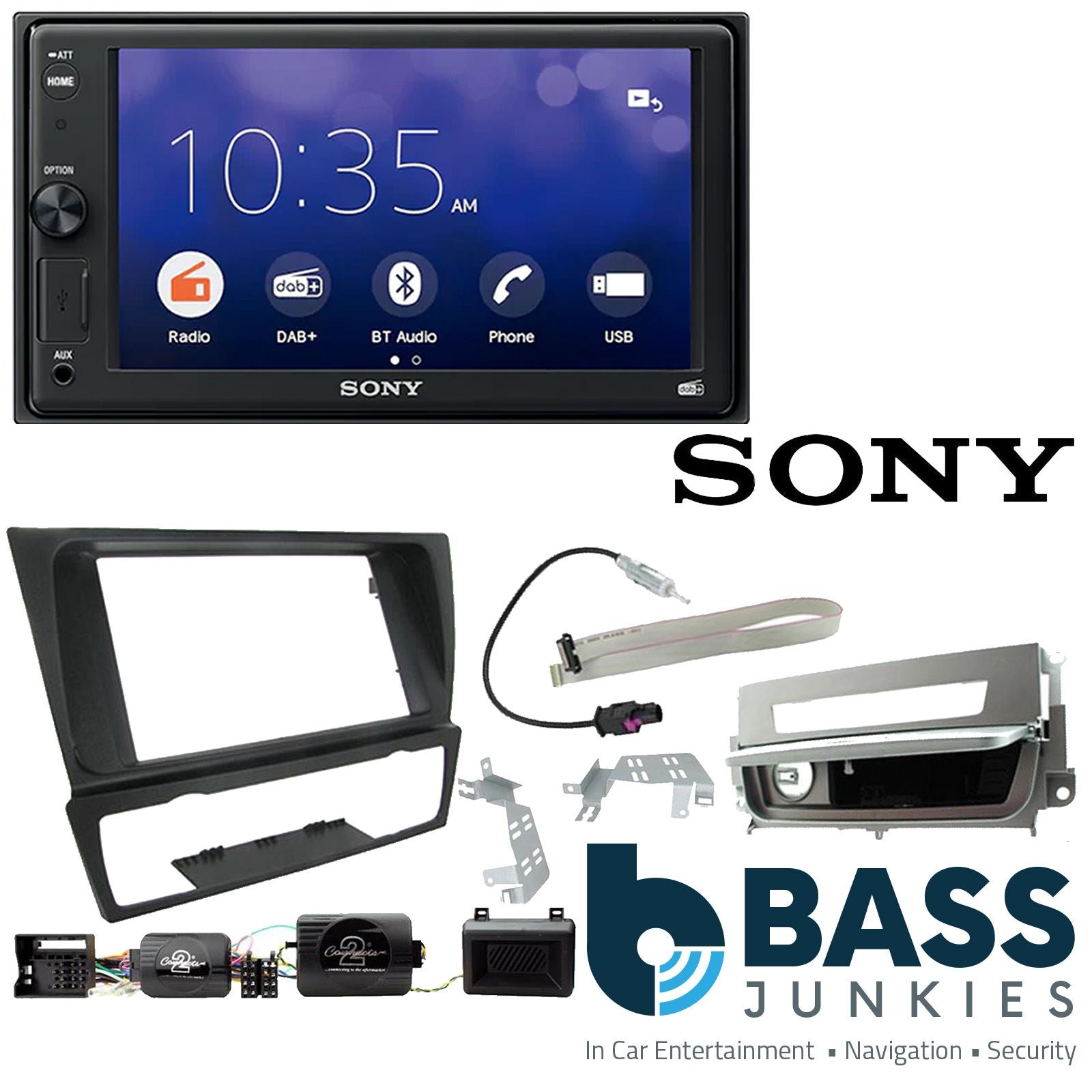 SONY XAV-1550D DAB+ Smart Bluetooth Car Radio + Stereo fitting kit + Steering Wheel Controls Loom for BMW 3-Series E90, 2005-2012 | E91, 2005-2012 | E92, 2005-2012 | E93, 2005-2012