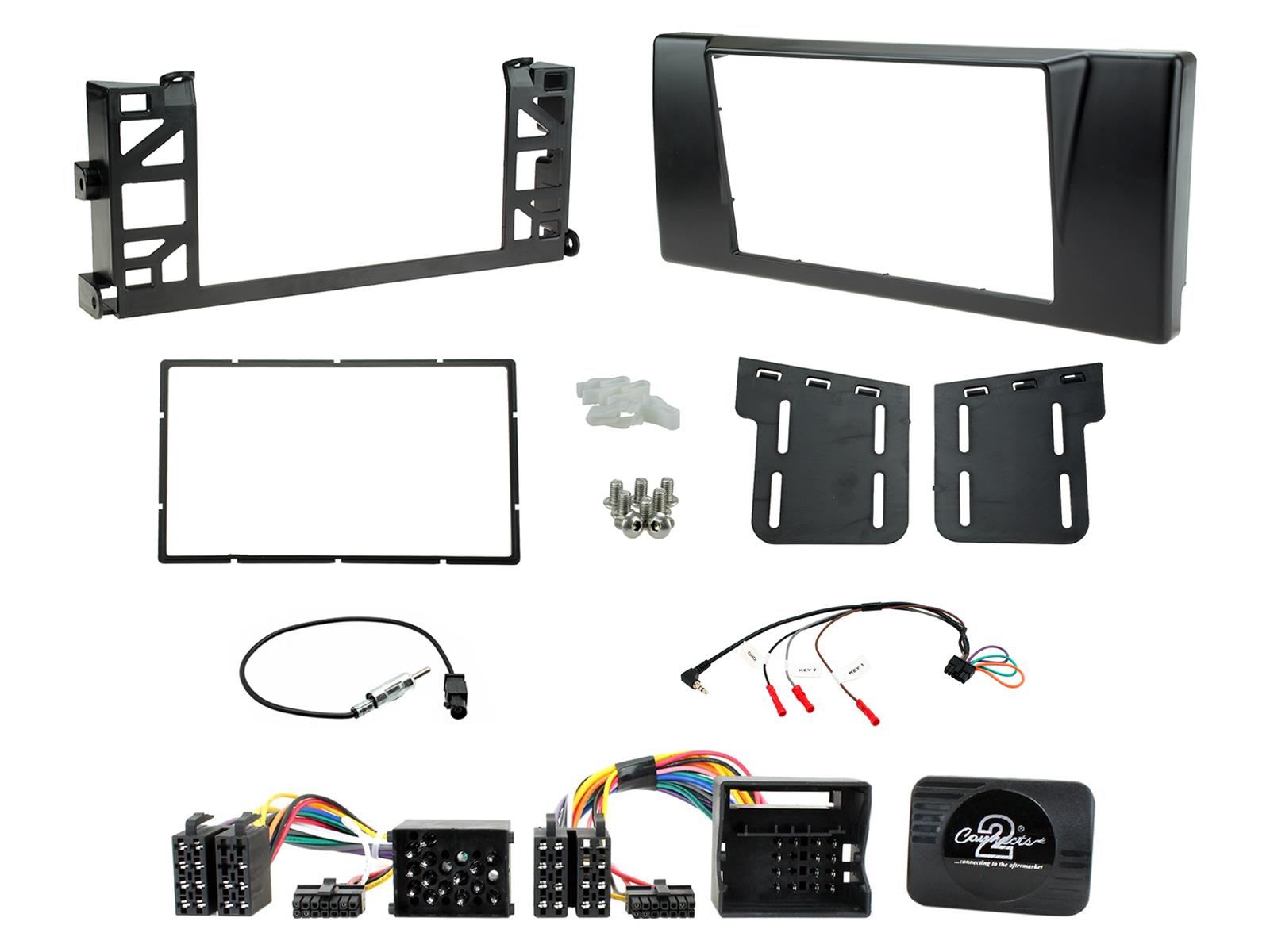Grundig 6.8" Apple Android Double Din Stereo Fitting Kit + Steering Wheel Stalk Controls to fit BMW 5-Series 1996-04