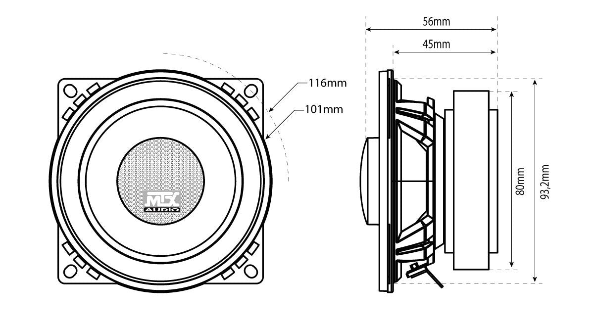 MTX TR40C 100mm/10cm/4" 2-Way Coaxial Car speakers (Per Pair Max 620|90 watts RMS) Fits Mercedes A-Class 2004-12