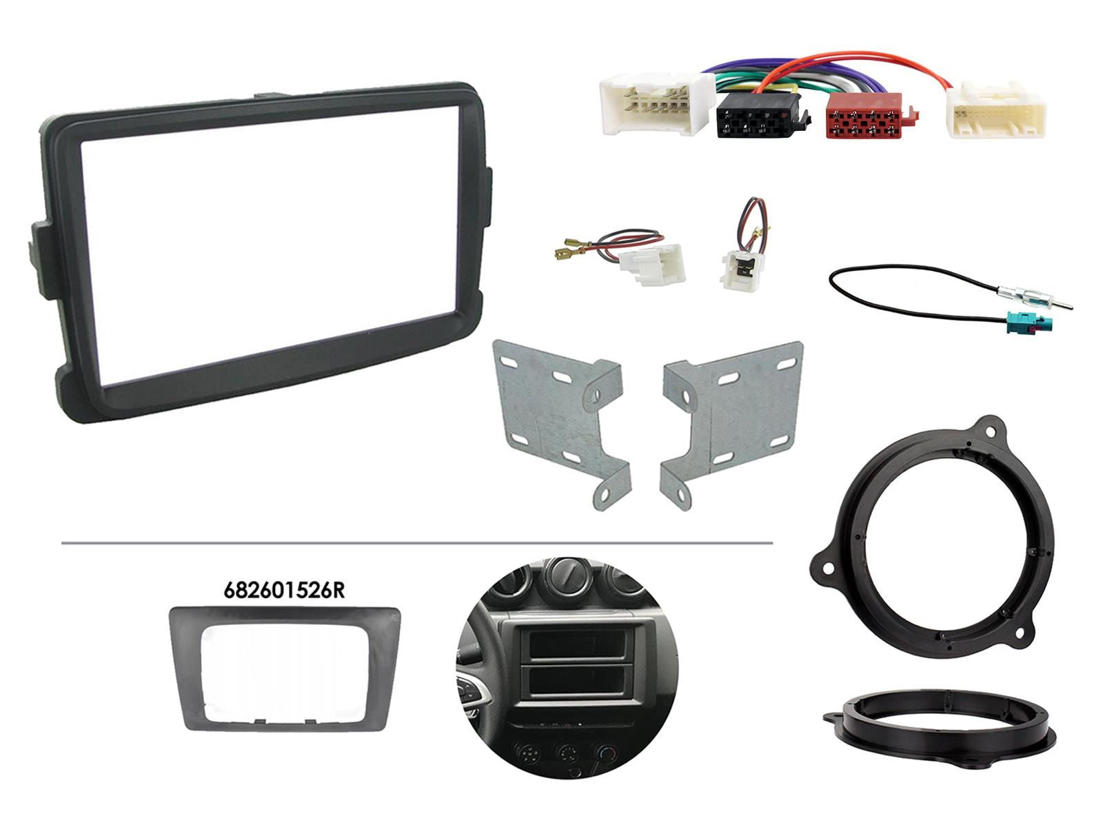 Grundig 6.8" Apple Android Double Din Stereo Fitting Kit + Steering Wheel Stalk Controls to fit Dacia Duster 2012-17 | Dacia Sandero 2012-16