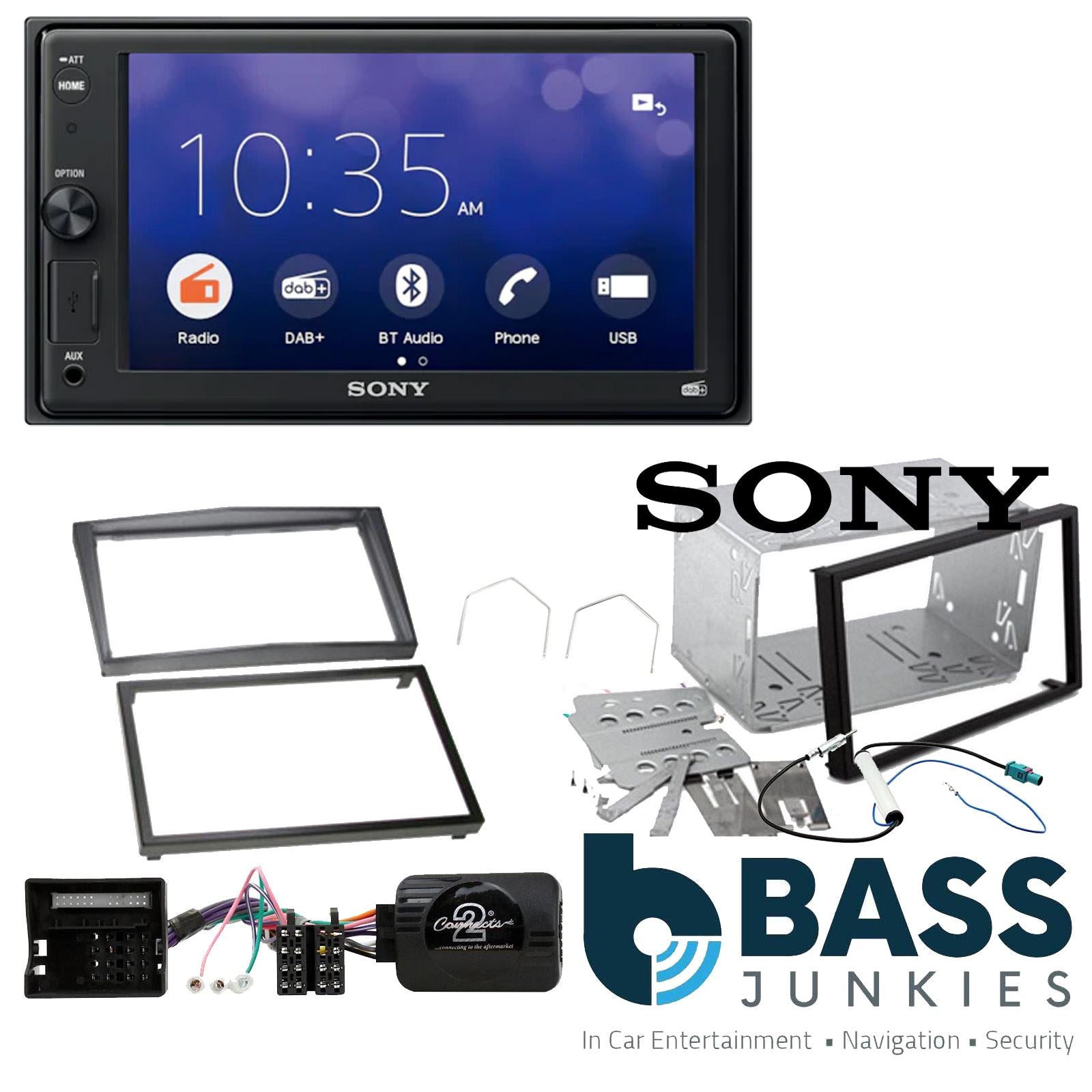 SONY XAV-1550D DAB+ Smart Bluetooth Car Radio + Stereo fitting kit + Steering Wheel Controls Loom for Vauxhall Zafira (B) 2005-2014 | Antara 2006-2010 | Astra (H)	2004-2010 | Corsa (D) 2006-2009