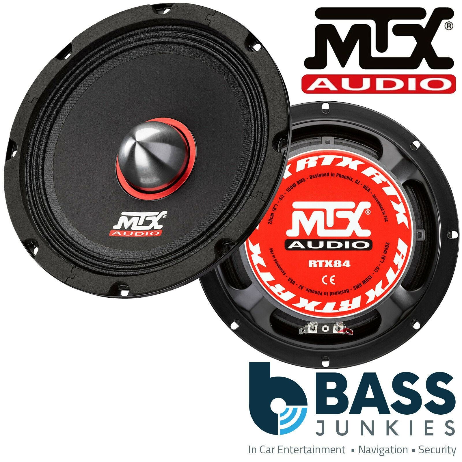 MTX RTX84 450 Watts 8" 20cm 4 ohm Single Voice Coil Midbass Bullet Sub Speaker